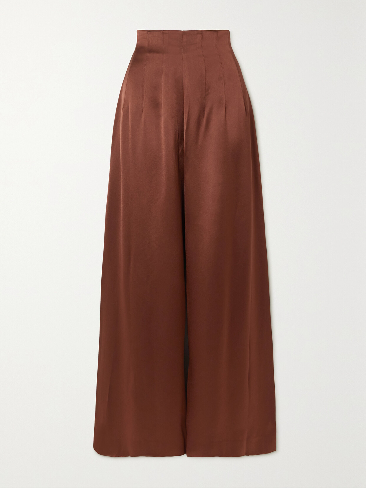 STAUD - Caleb Satin Wide-leg Pants - Brown