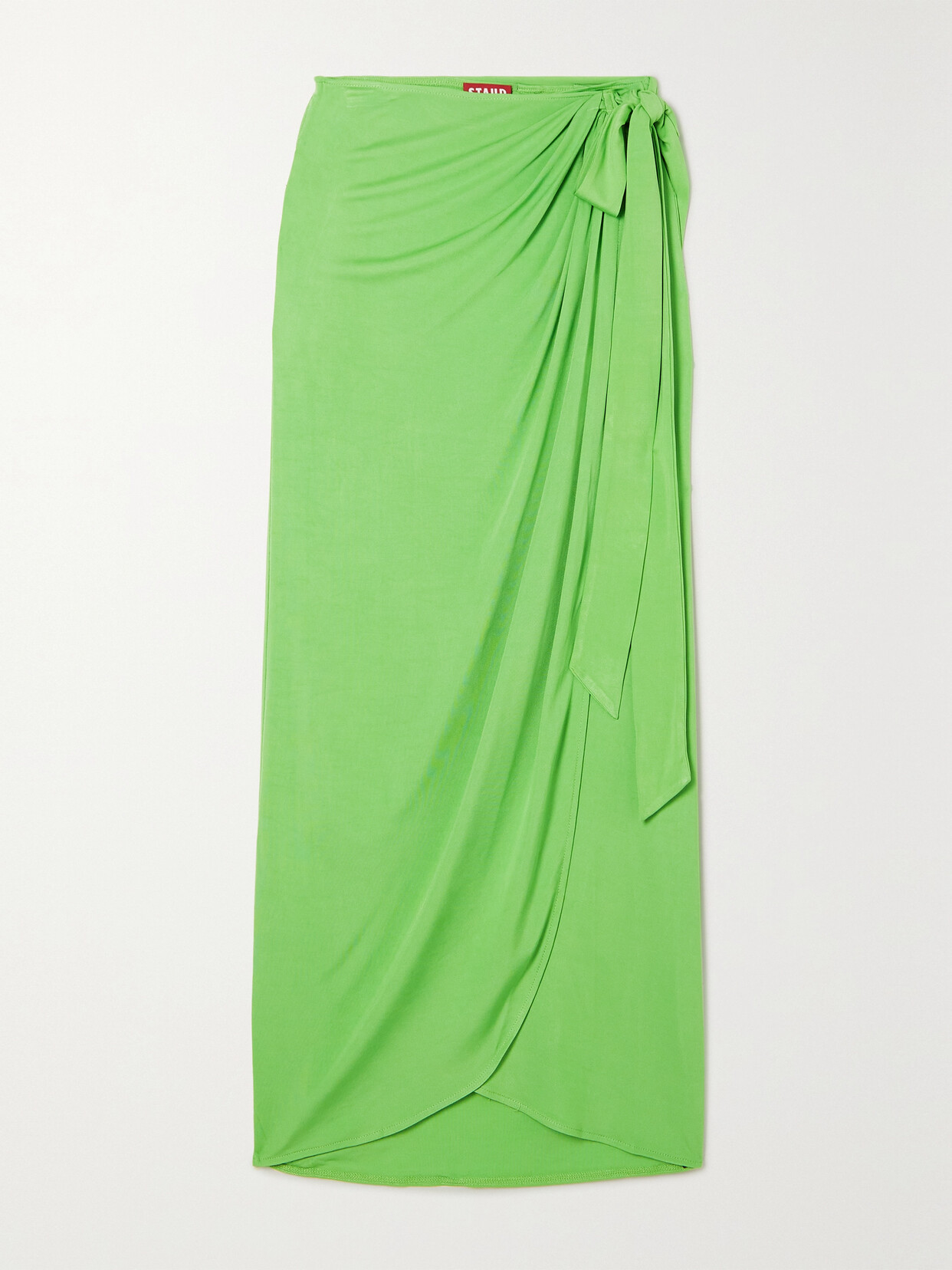 STAUD Angelica Draped Jersey Maxi Wrap Skirt - Green