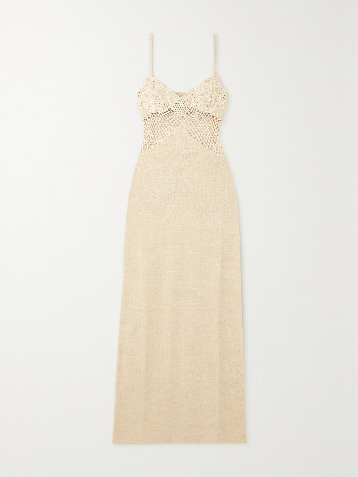 STAUD - Tara Crochet-trimmed Cotton-blend Maxi Dress - Neutrals