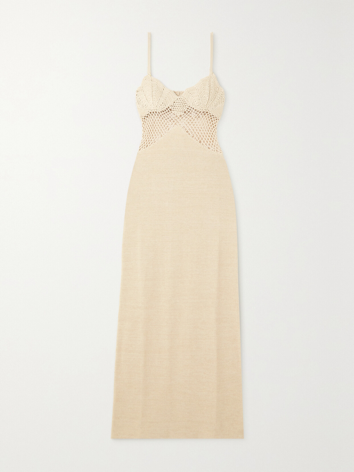 STAUD - Tara Crochet-trimmed Cotton-blend Maxi Dress - Neutrals