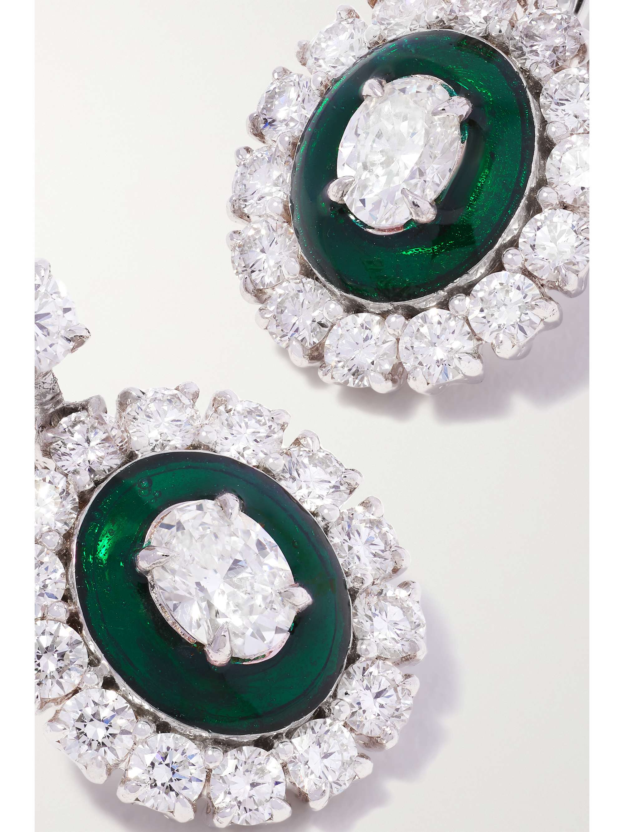 KAMYEN 18-karat white gold, diamond and enamel earrings