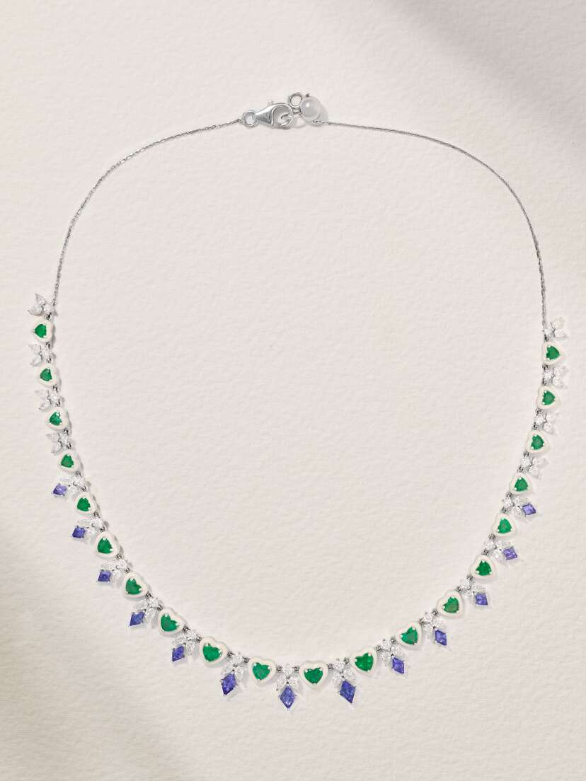 Kamyen 18-karat White Gold Multi-stone Necklace