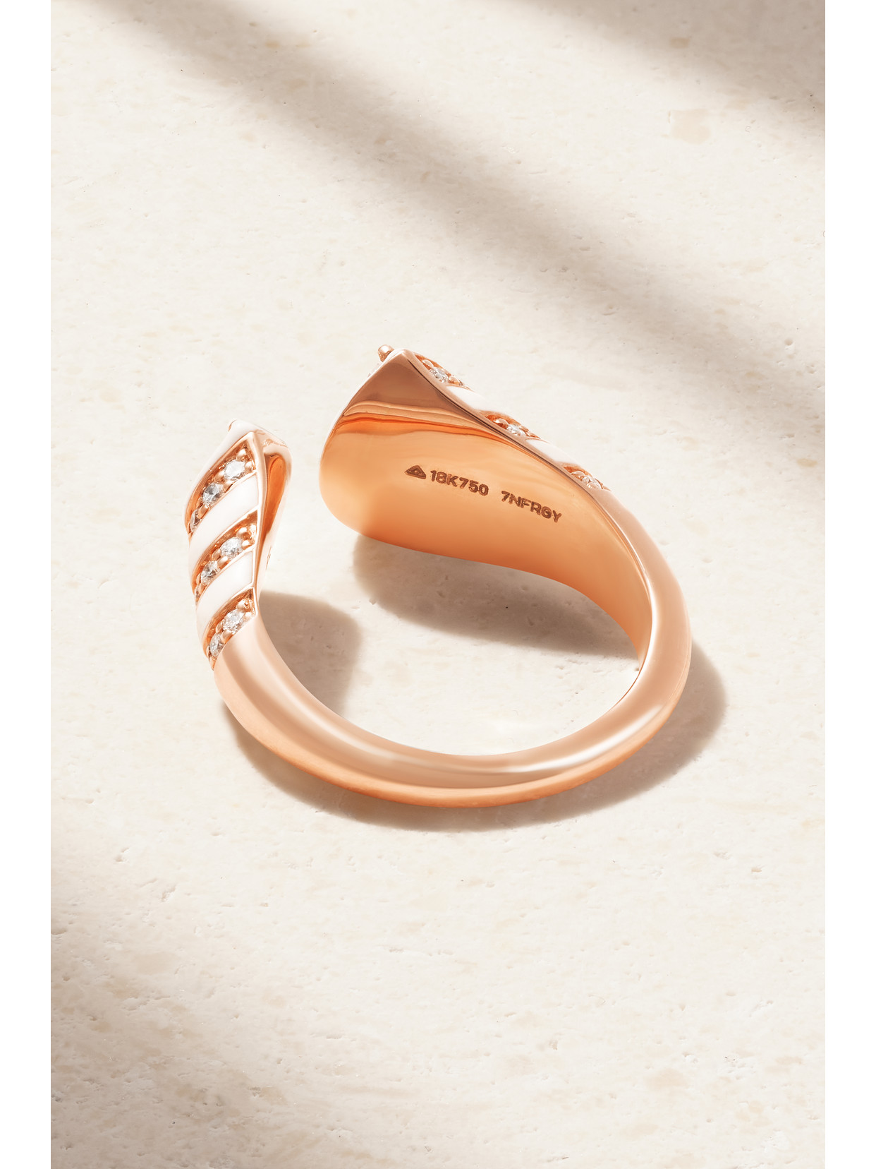 Kamyen 18-karat Rose Gold, Enamel And Diamond Ring In Gold