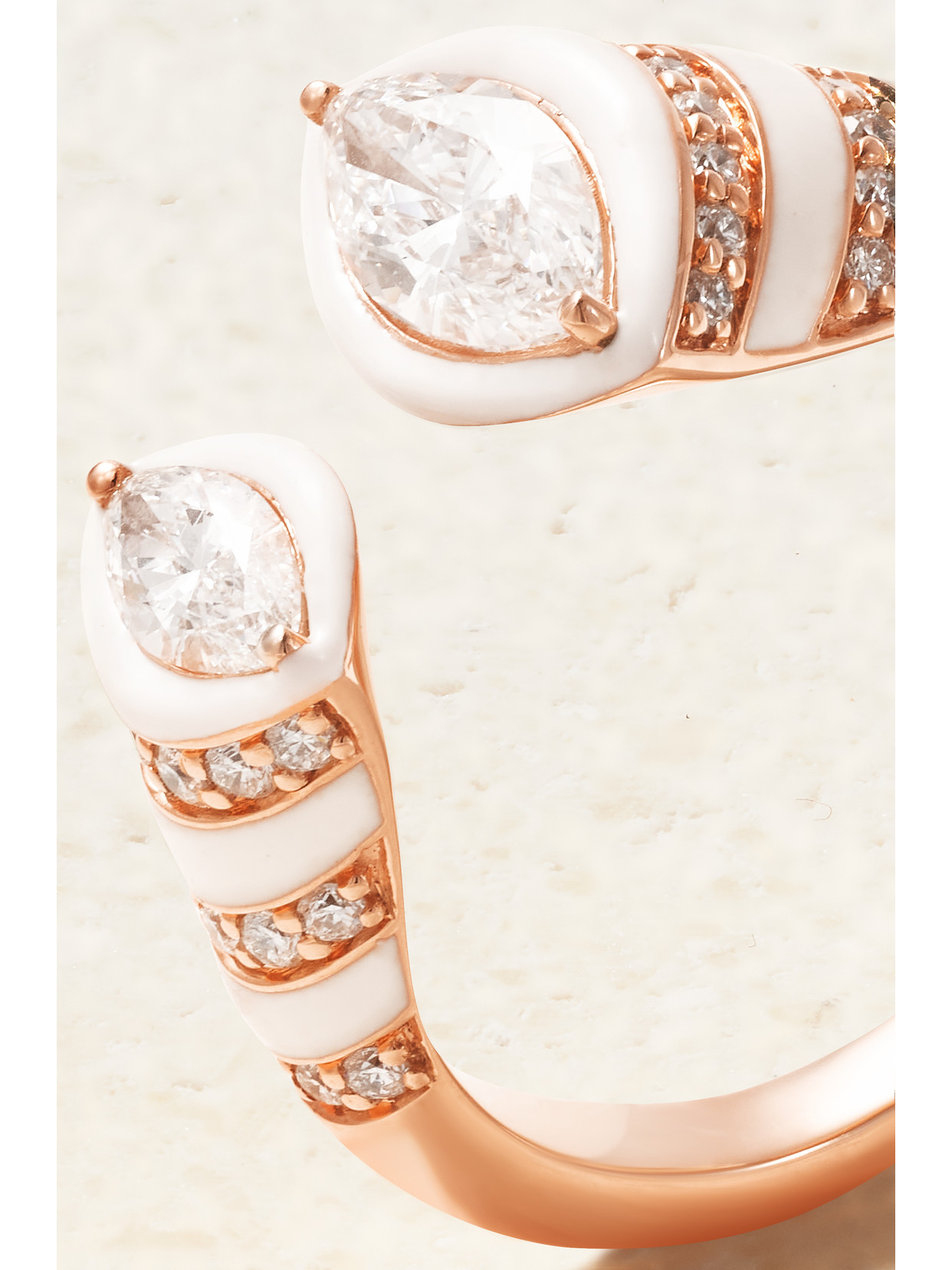 Kamyen 18-karat Rose Gold, Enamel And Diamond Ring In Gold