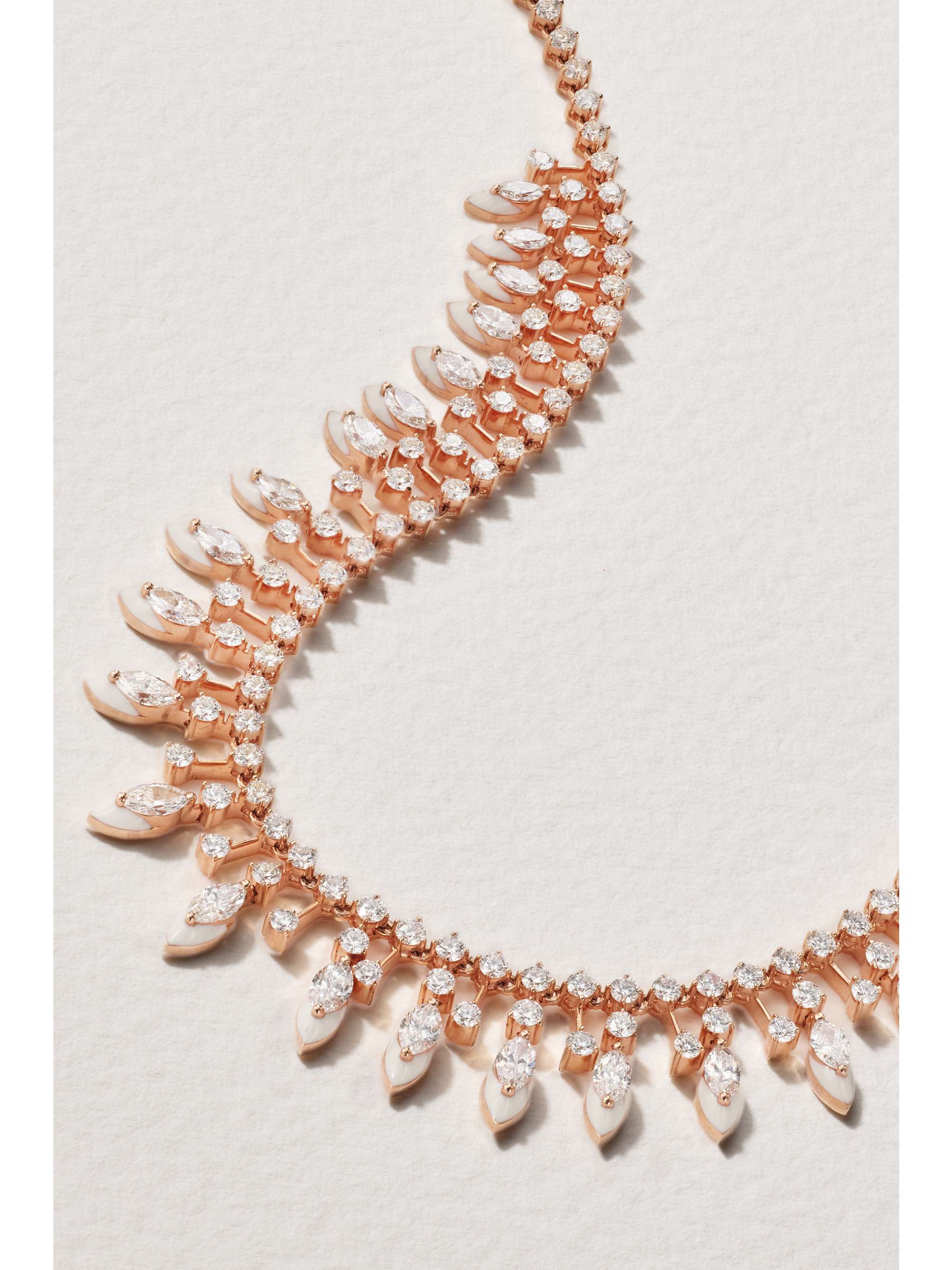 KAMYEN Marquise 18-karat rose gold, diamond and enamel choker