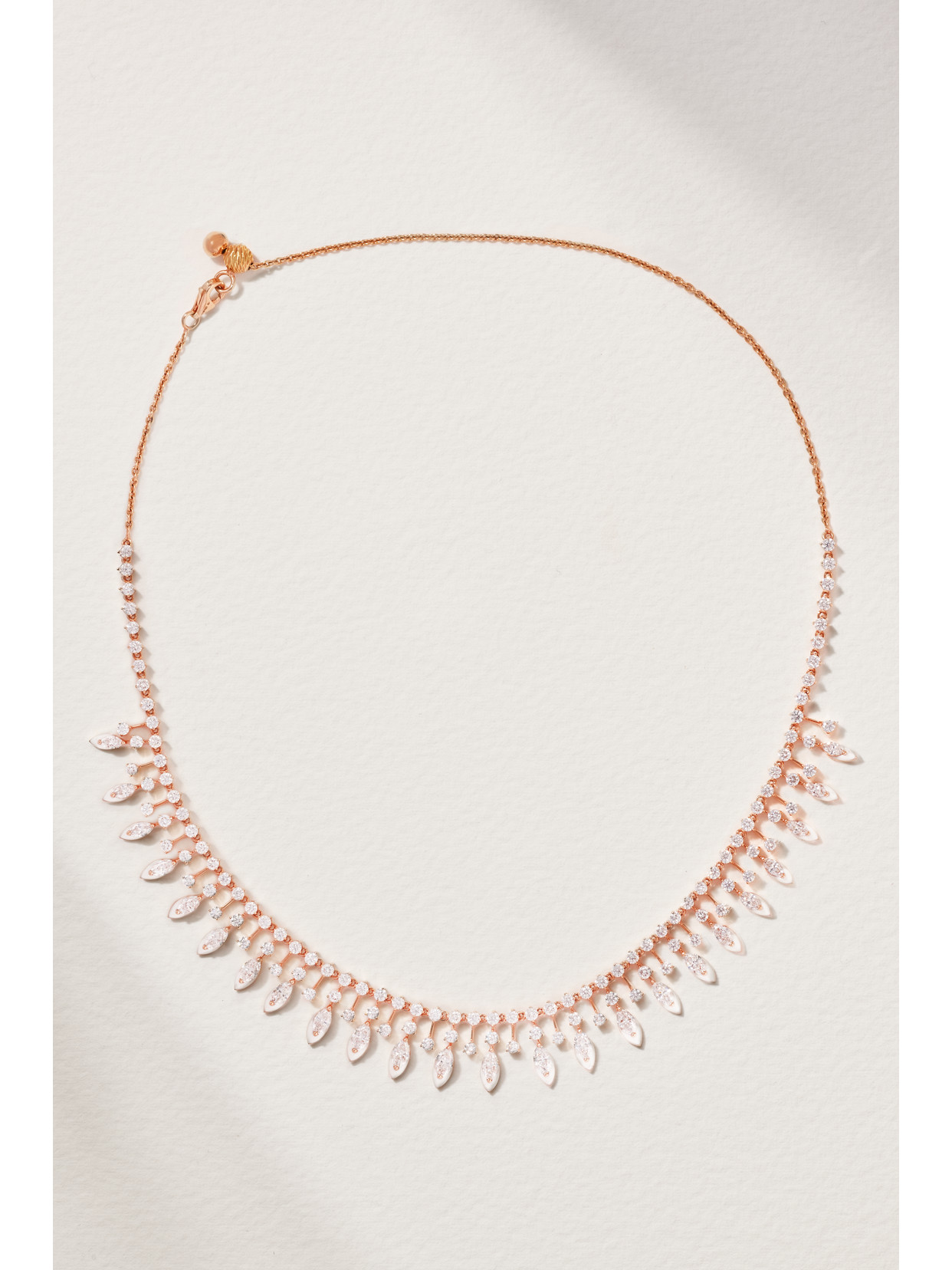 Kamyen - Marquise 18-karat Rose Gold, Diamond And Enamel Choker - One size