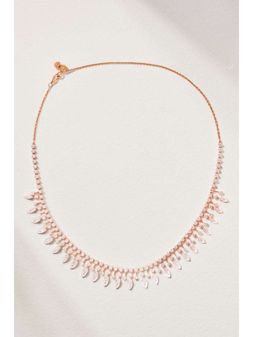 Kamyen Marquise 18-karat Rose Gold, Diamond And Enamel Choker