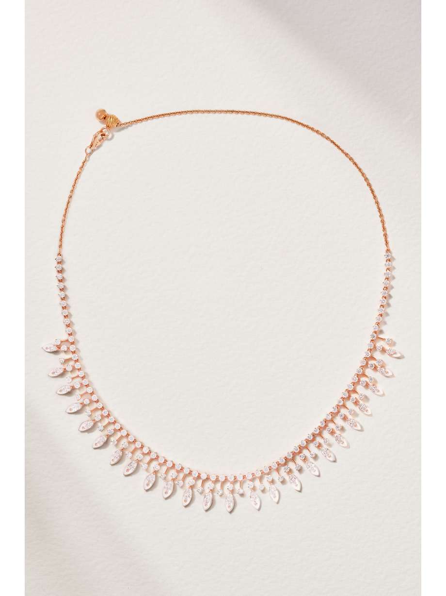 Collier Femme Or Rose 18 Carats Avec Diamant 0.35 Carat - 43 Cm