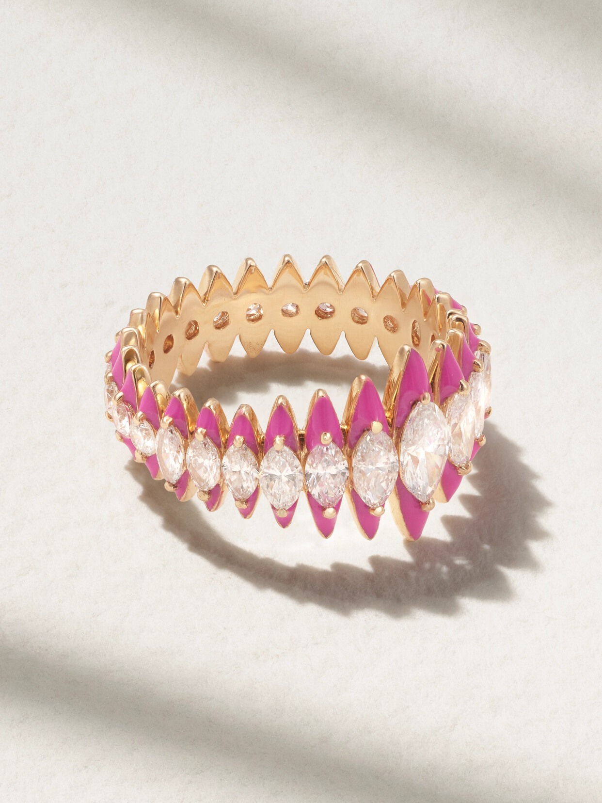 Kamyen - Marquise Coronal 18-karat Rose Gold, Enamel And Diamond Ring - 4