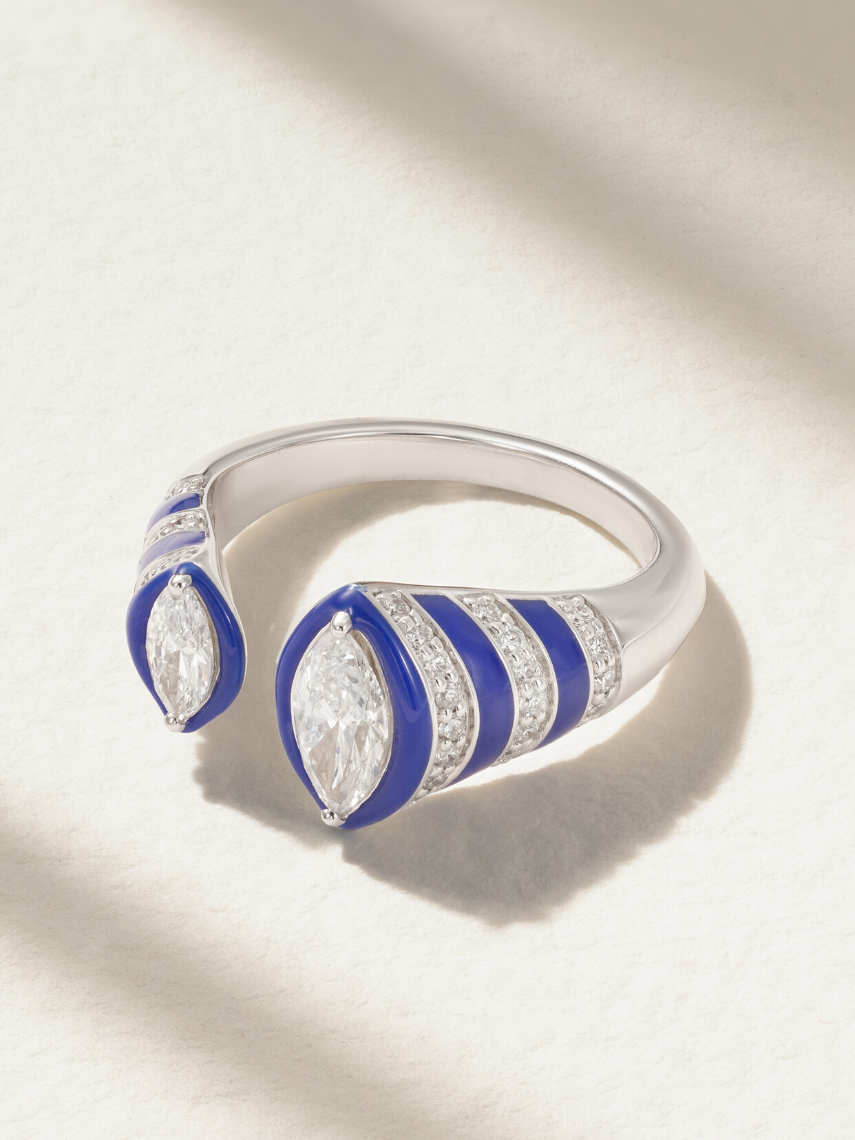 Kamyen - 18-karat White Gold, Enamel And Diamond Ring - 7
