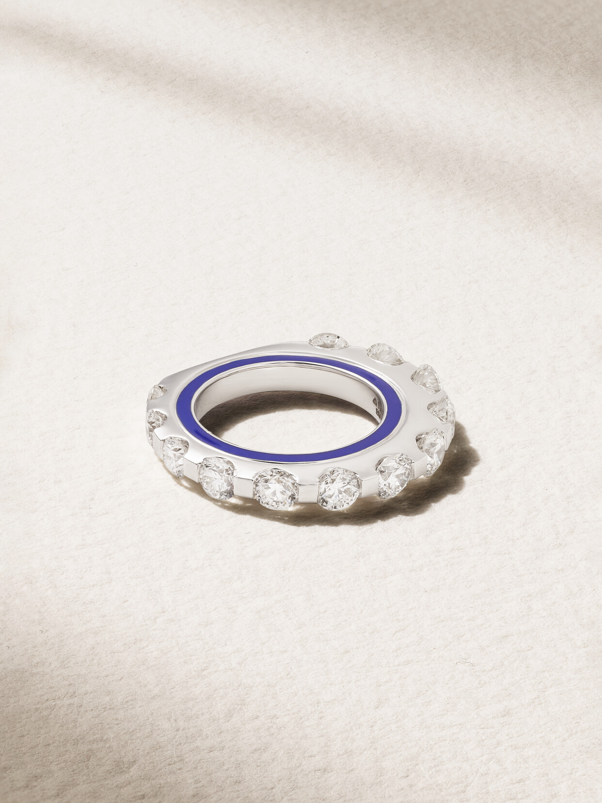 Kamyen 18-karat White Gold, Enamel And Diamond Ring