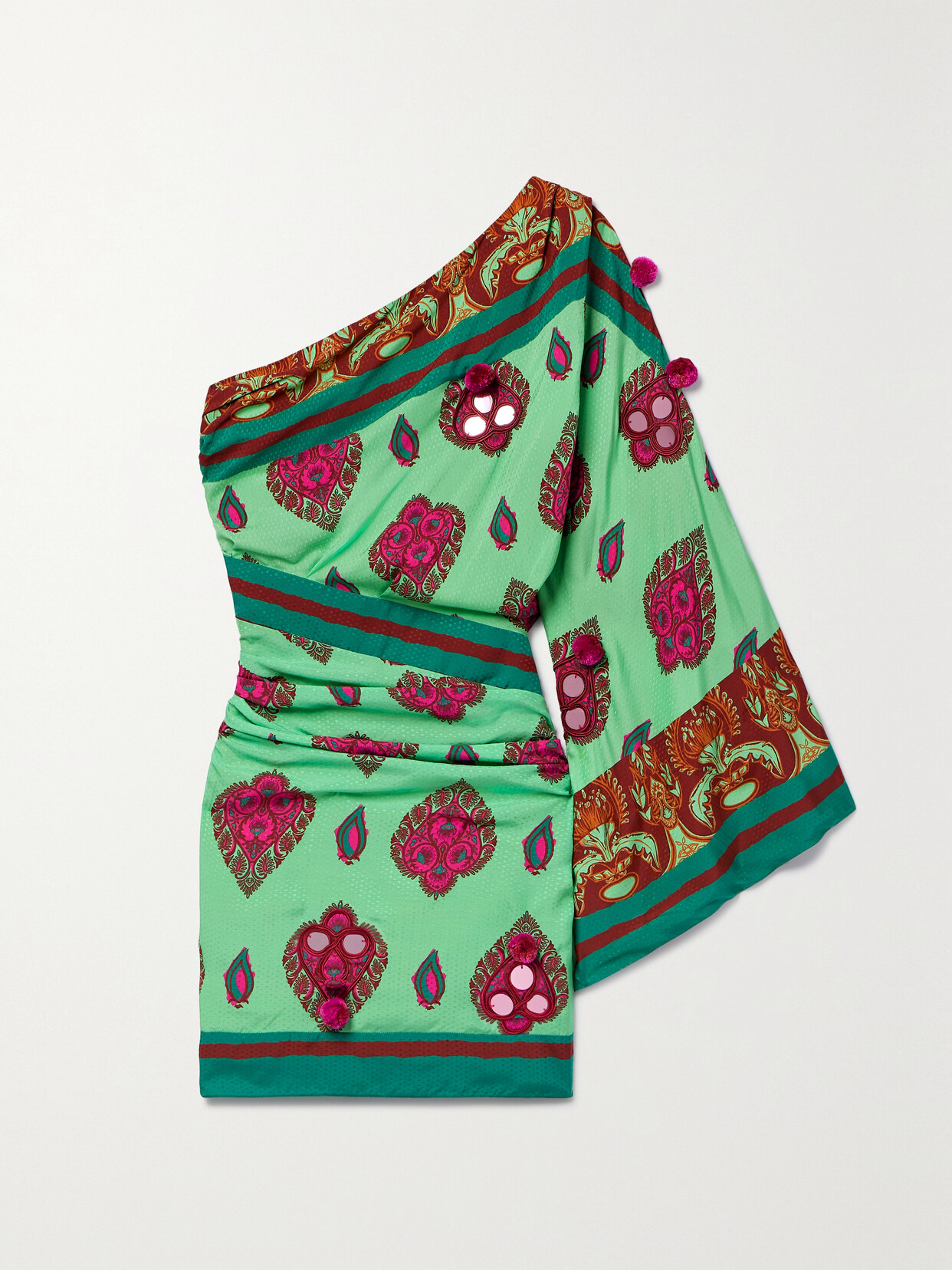 Johanna Ortiz Navasatri Asymmetric Mini Dress In Green