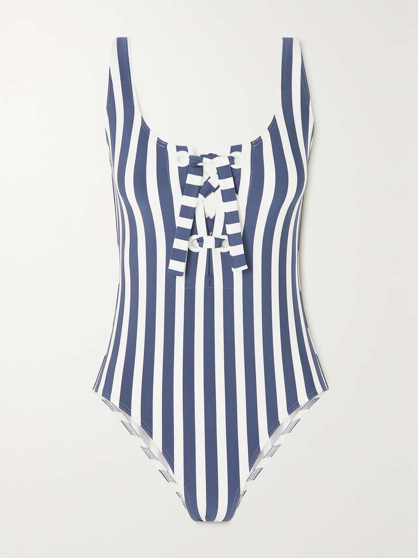 Eres Samba Lace-up Striped Swimsuit