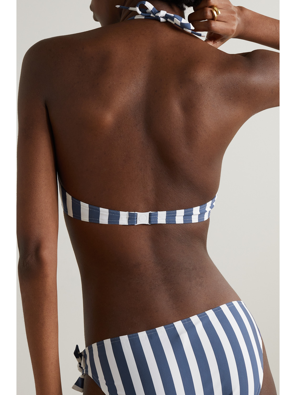 Shop Eres Samba Mucho Eyelet-embellished Striped Triangle Bikini Top In Blue