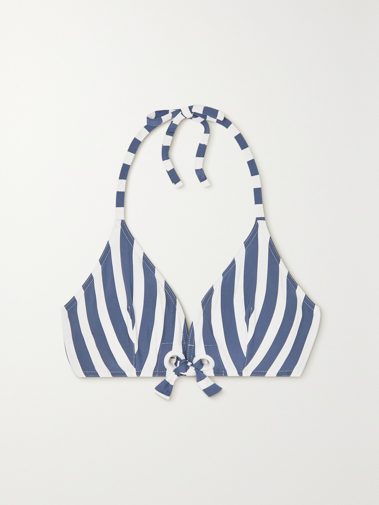Eres - Samba Mucho Eyelet-embellished Striped Triangle Bikini Top - Blue