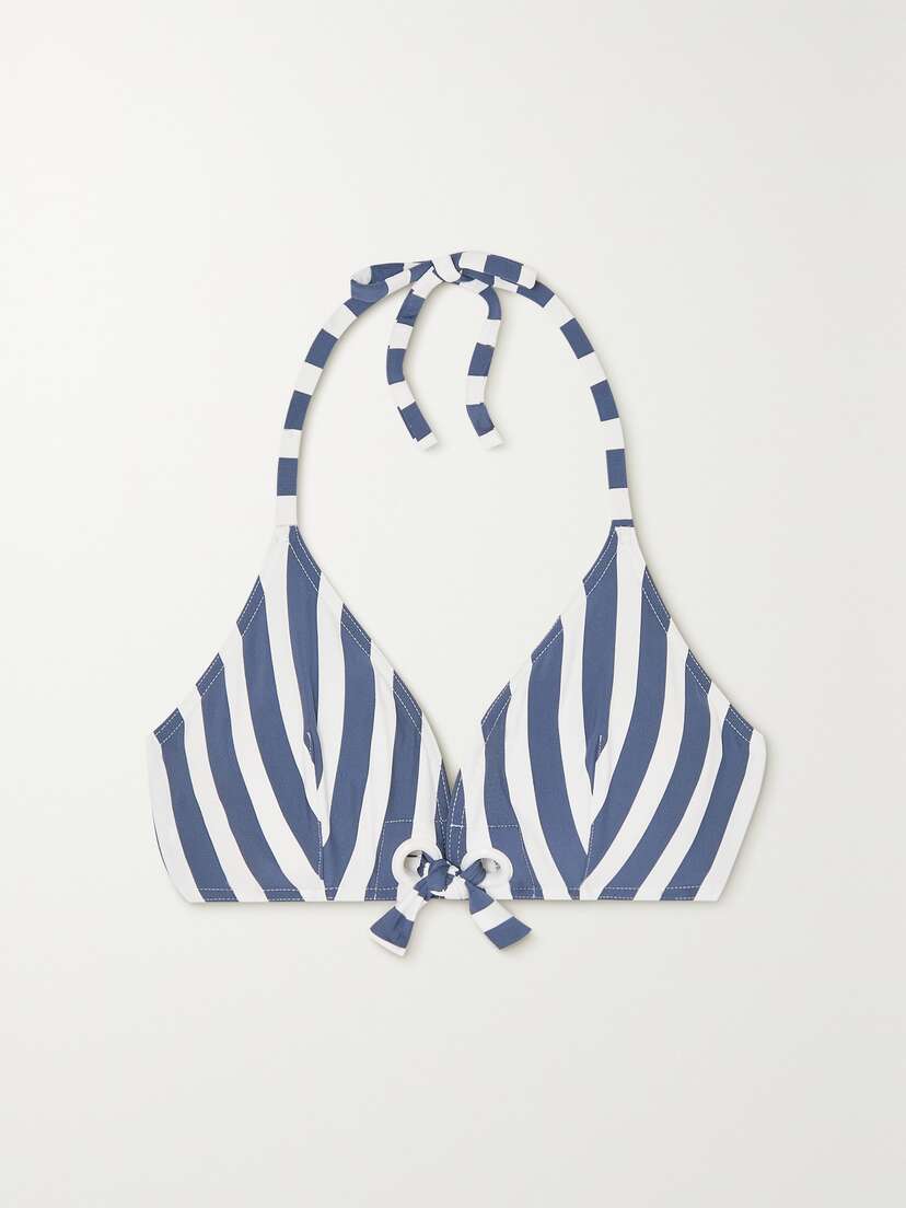 Eres Samba Mucho Eyelet-embellished Striped Triangle Bikini Top