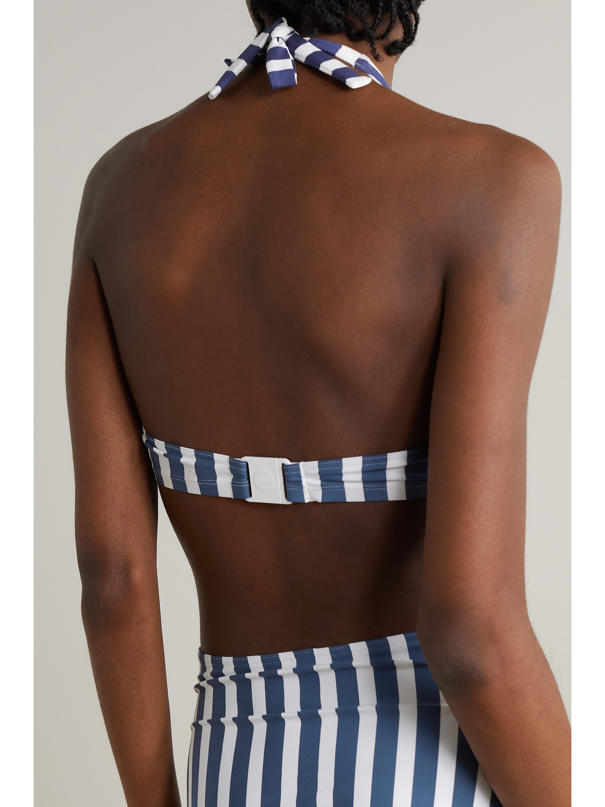 Shop Eres Samba Corazon Striped Halterneck Bikini Top In Blue