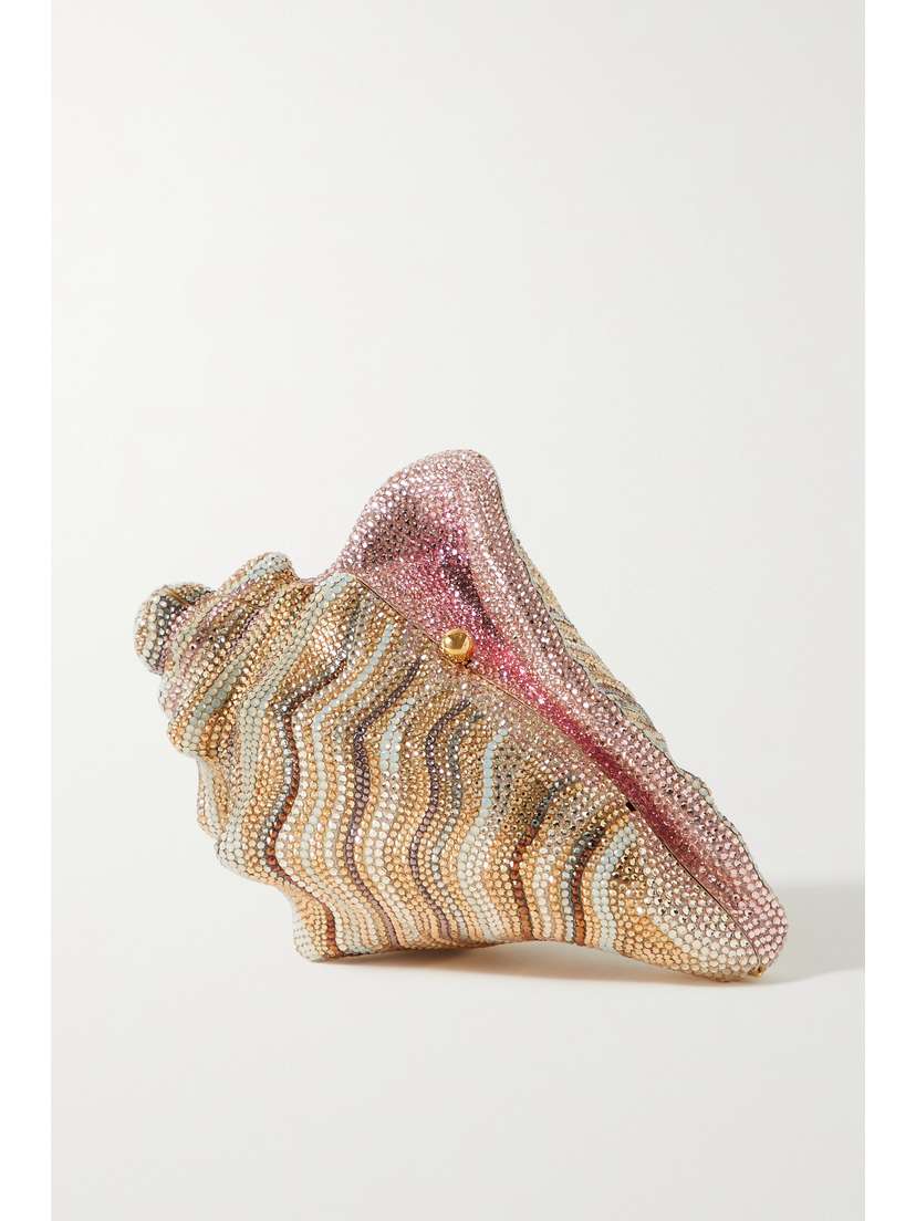 Judith Leiber Couture Conch Shell Crystal-embellished Gold-tone Clutch