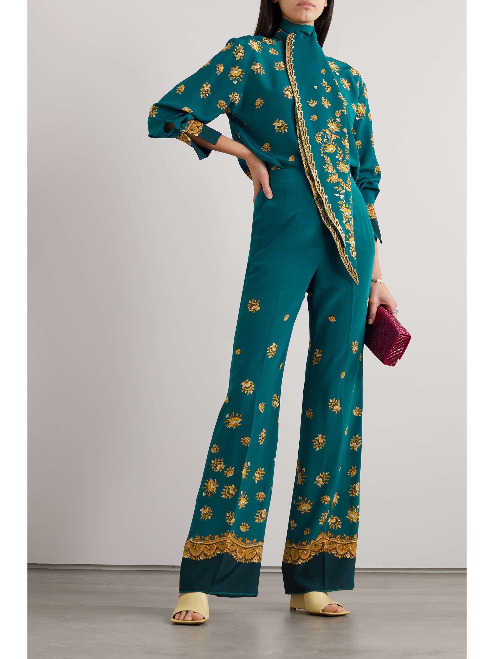 ETRO Paisley-print silk crepe de chine straight-leg pants