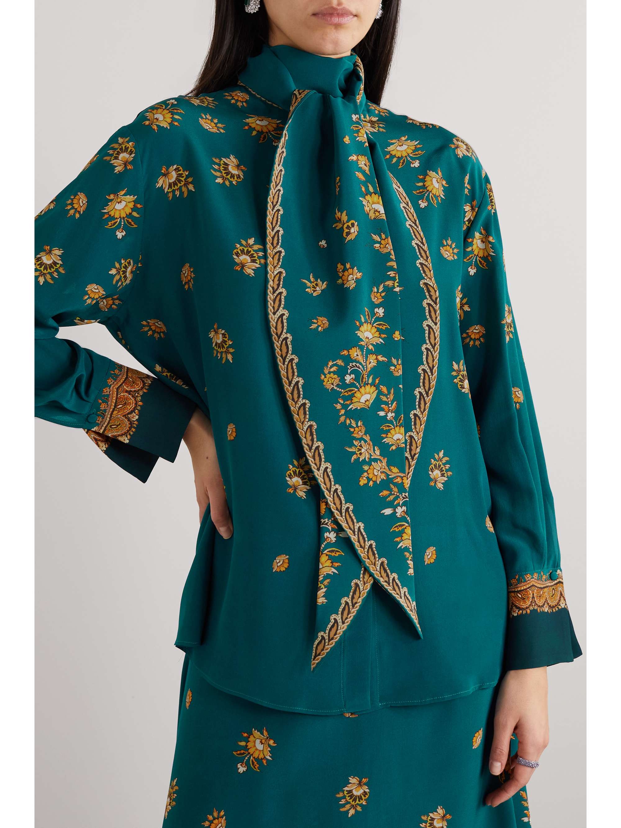 ETRO Tie-neck paisley-print silk crepe de chine blouse