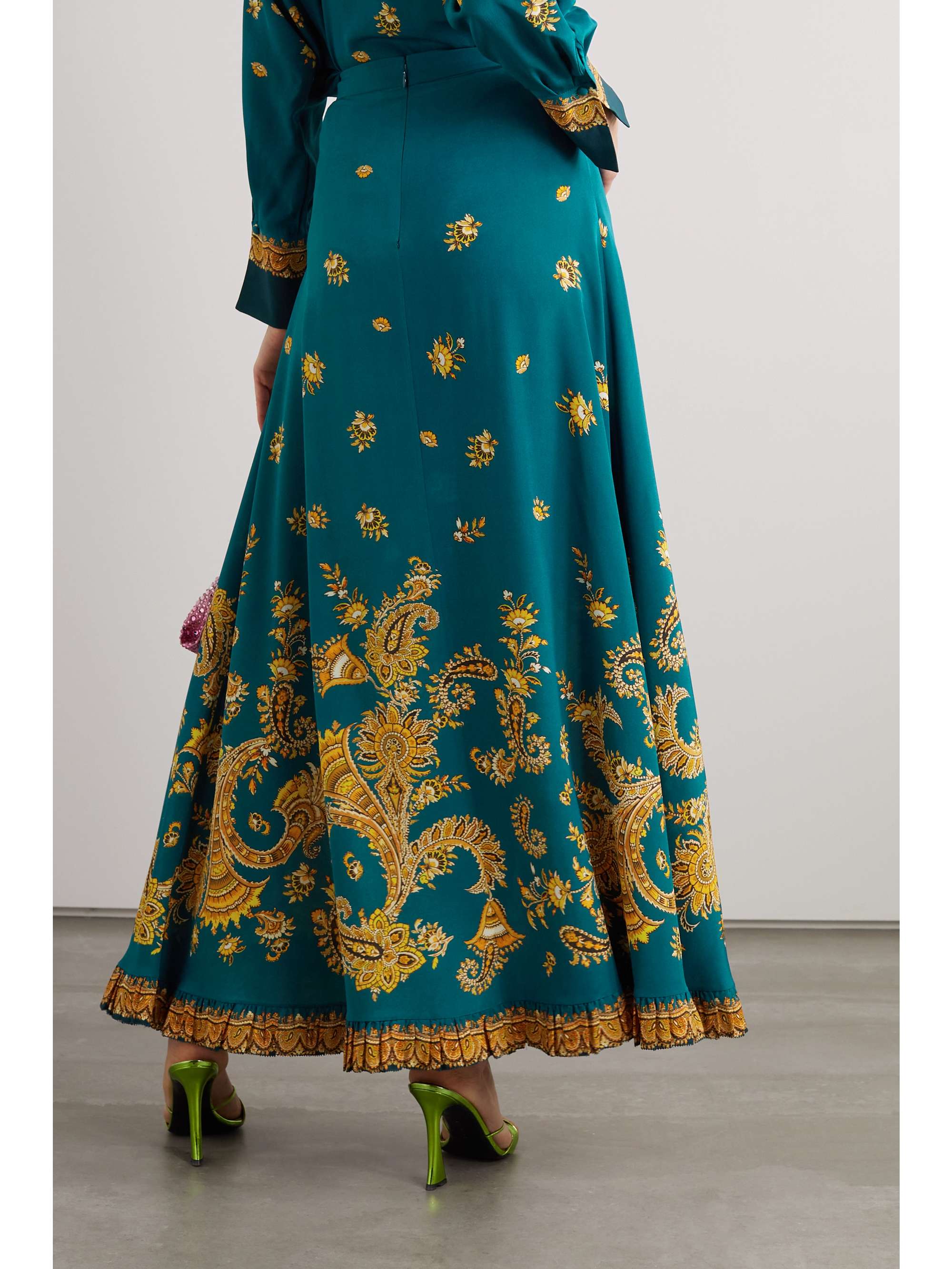 ETRO Ruffled paisley-print silk crepe de chine maxi skirt