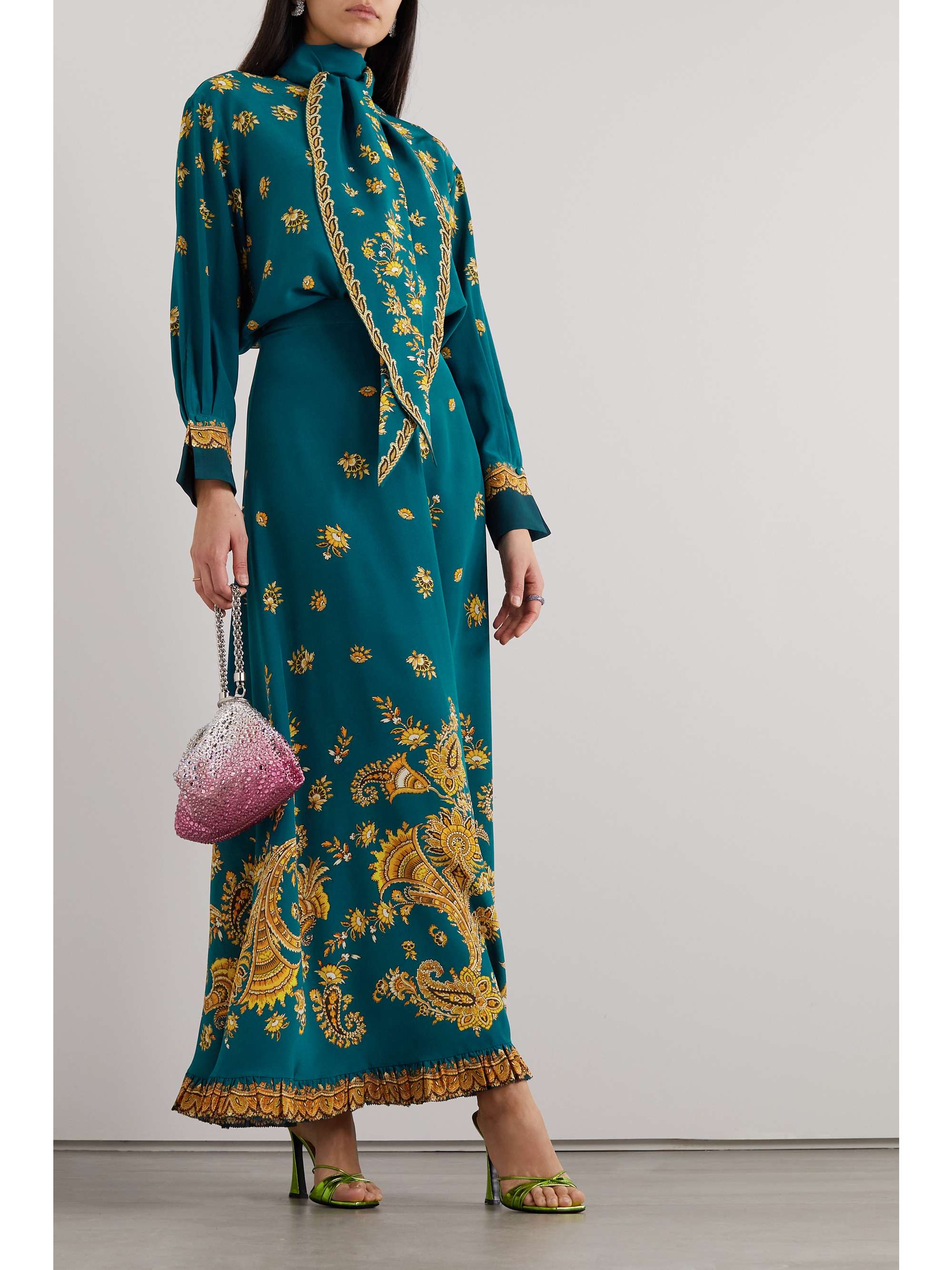 ETRO Ruffled paisley-print silk crepe de chine maxi skirt
