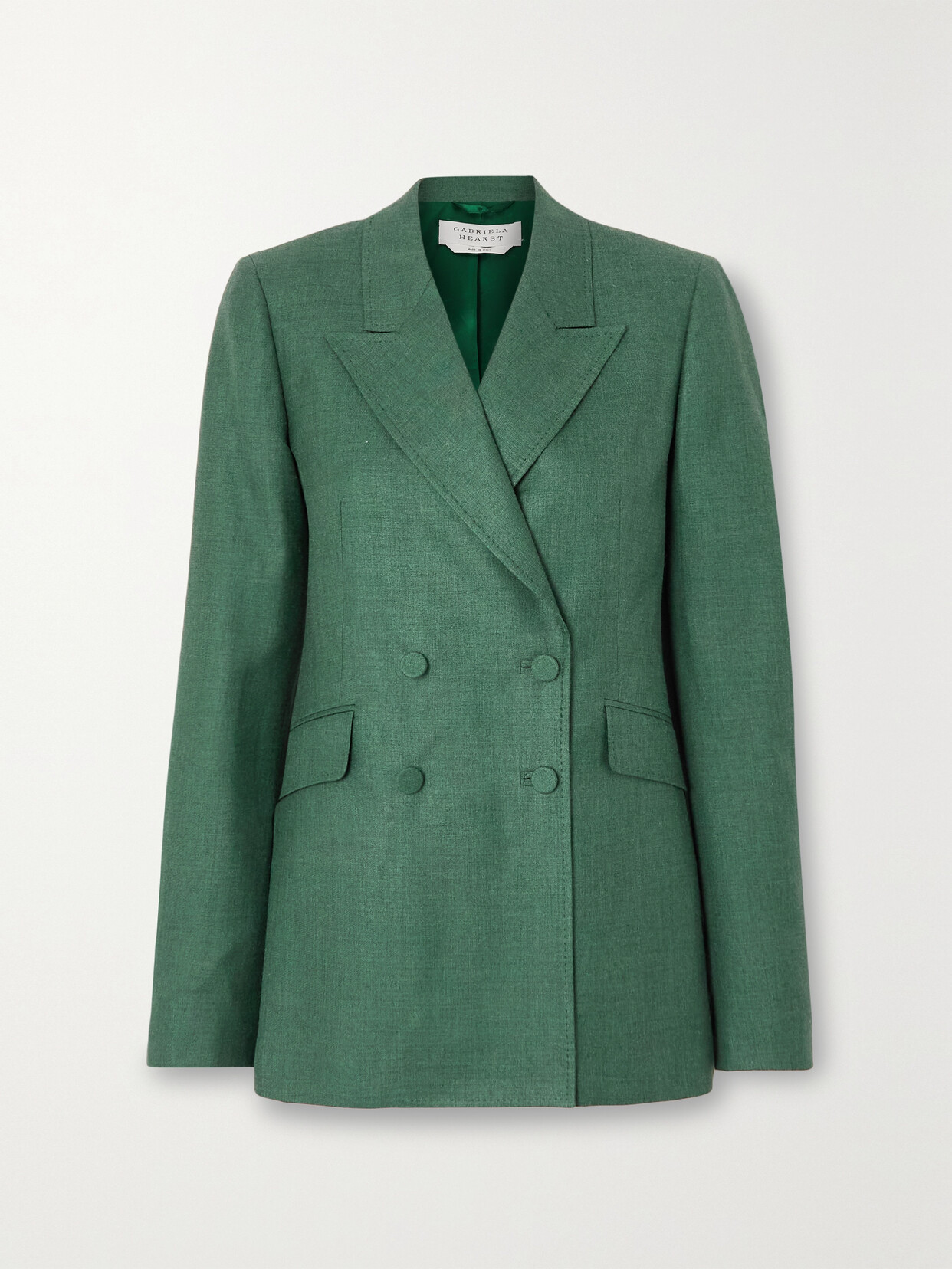 Gabriela Hearst - Stephanie Double-breasted Wool, Silk And Linen-blend Blazer - Green