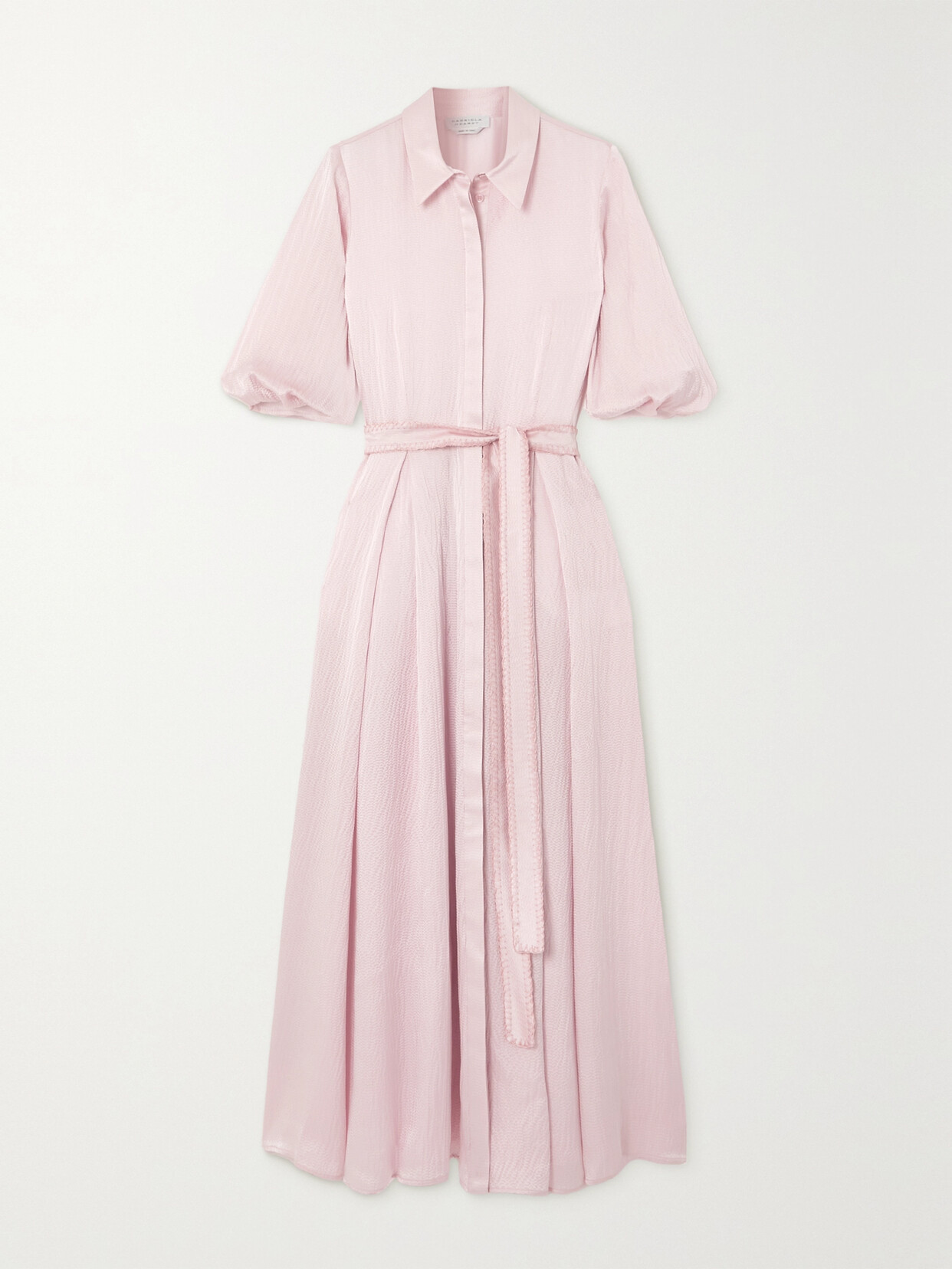 Shop Gabriela Hearst Andy Hammered Silk-satin Midi Shirt Dress In Pink