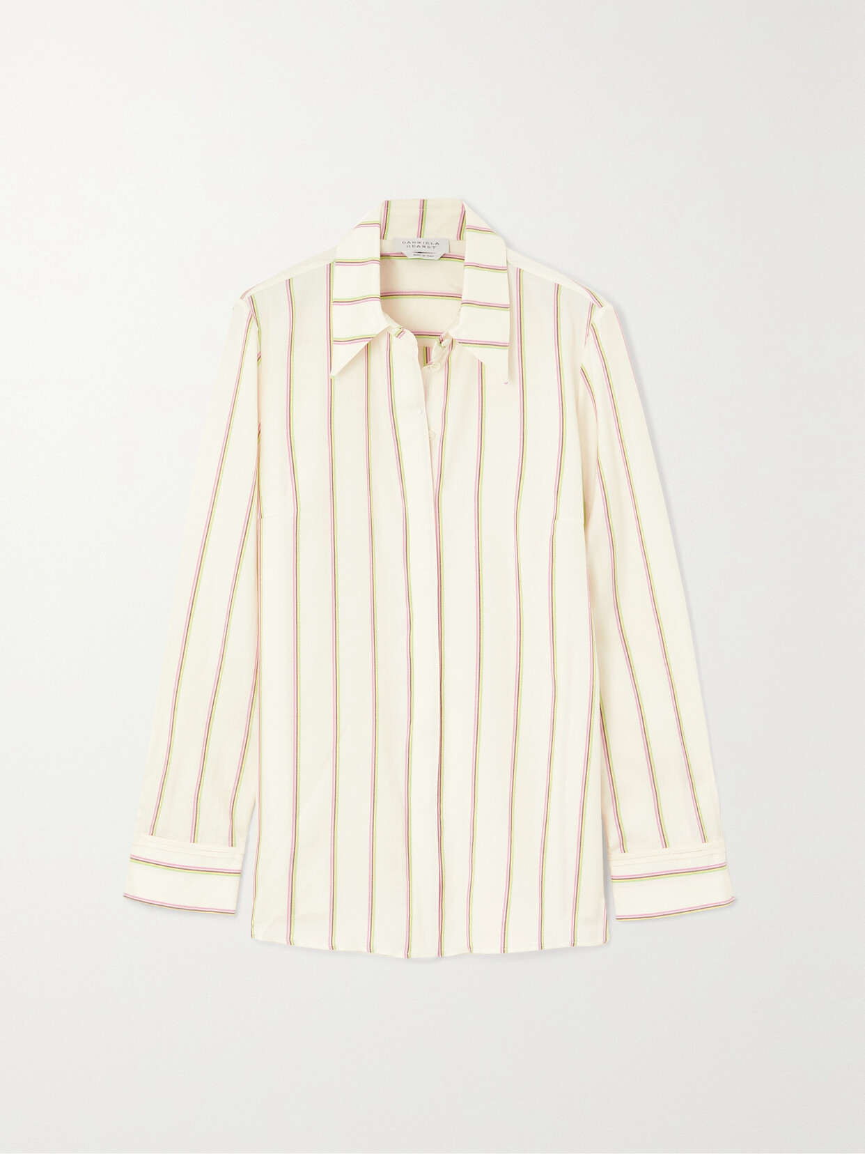 Gabriela Hearst Cruz Striped Wool And Silk-blend Twill Shirt In Ivory Multi Strip