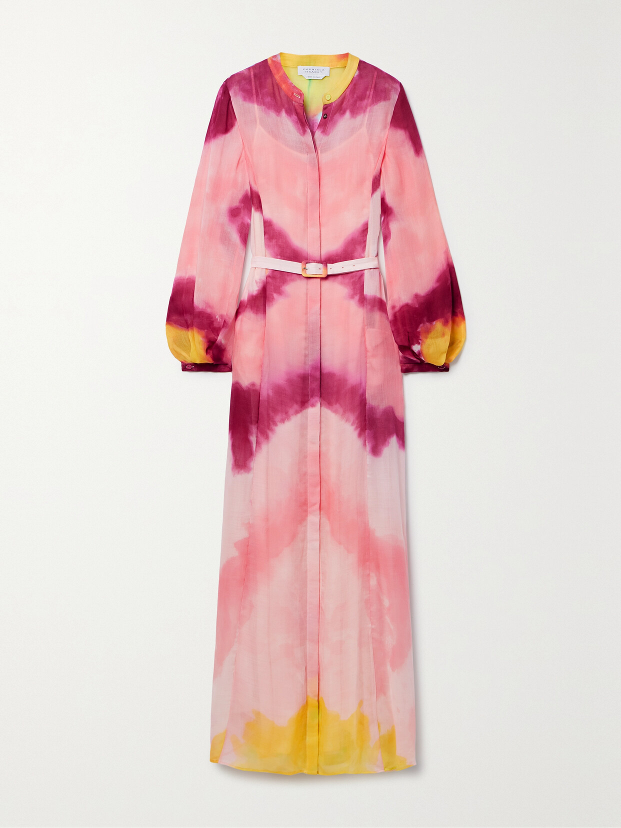 GABRIELA HEARST MASSEY BELTED TIE-DYED CASHMERE MAXI DRESS