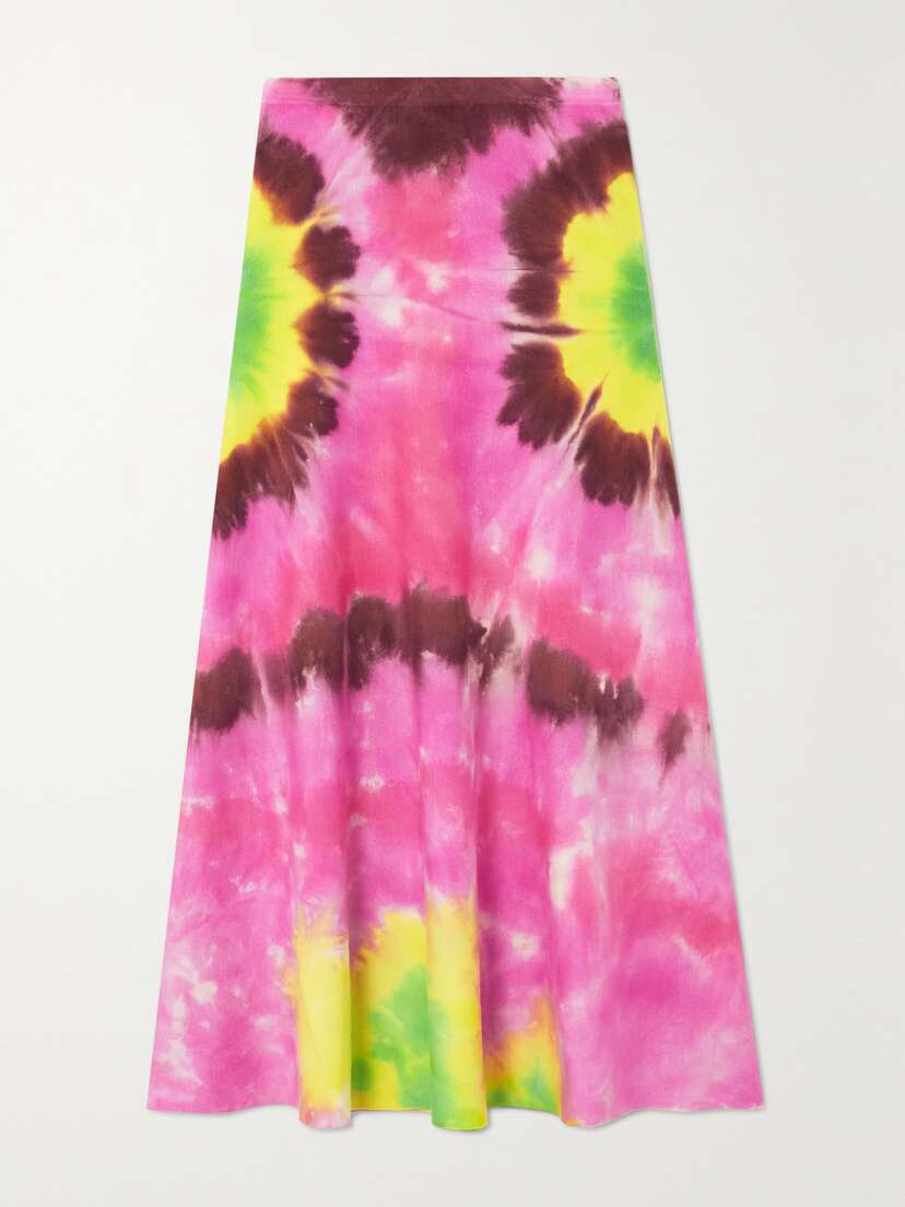 Gabriela Hearst Olive Tie-dyed Cashmere Midi Skirt