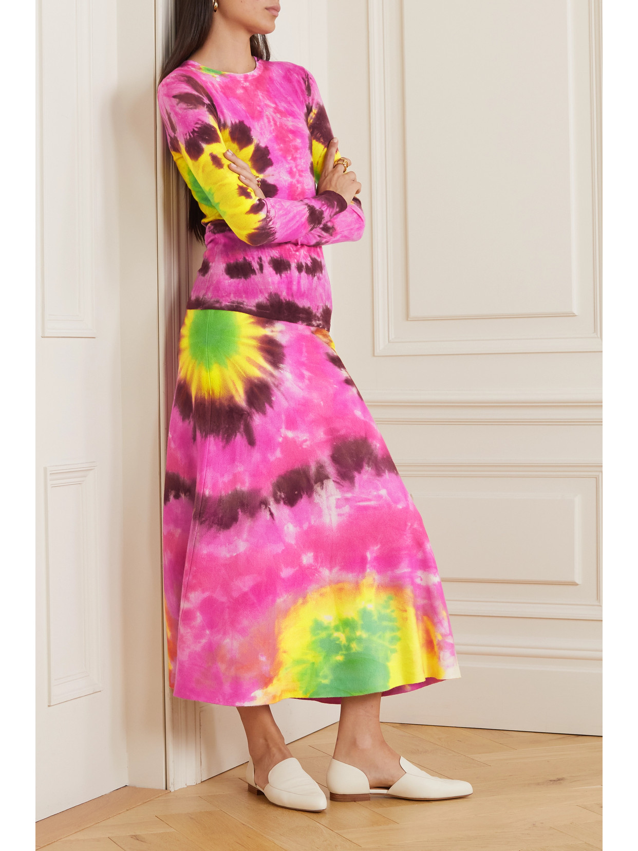 Olive Tie-Dyed Cashmere Midi