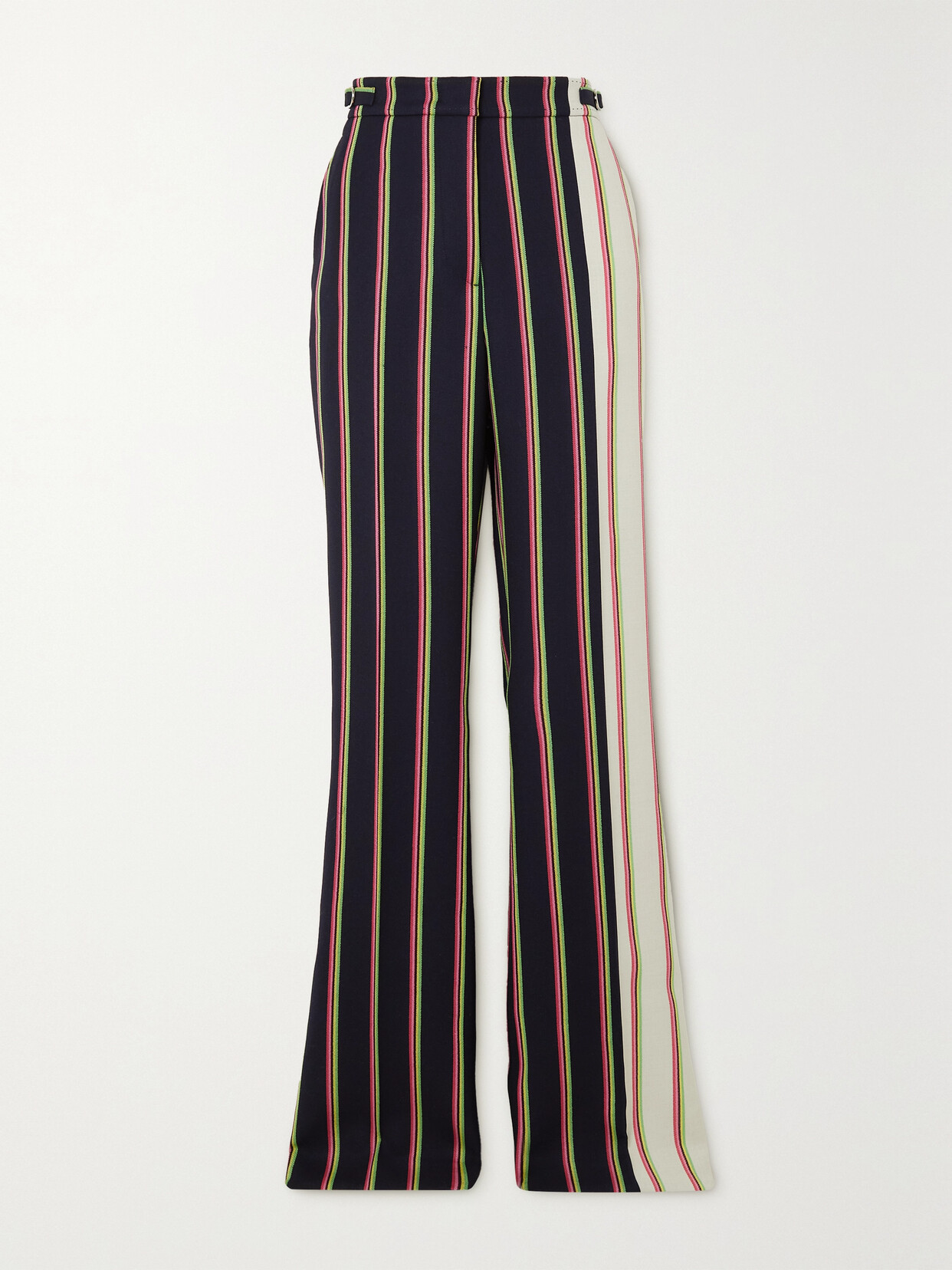 Gabriela Hearst Jones Striped Wool And Silk-blend Twill Wide-leg Pants In Ivory/navy/multi