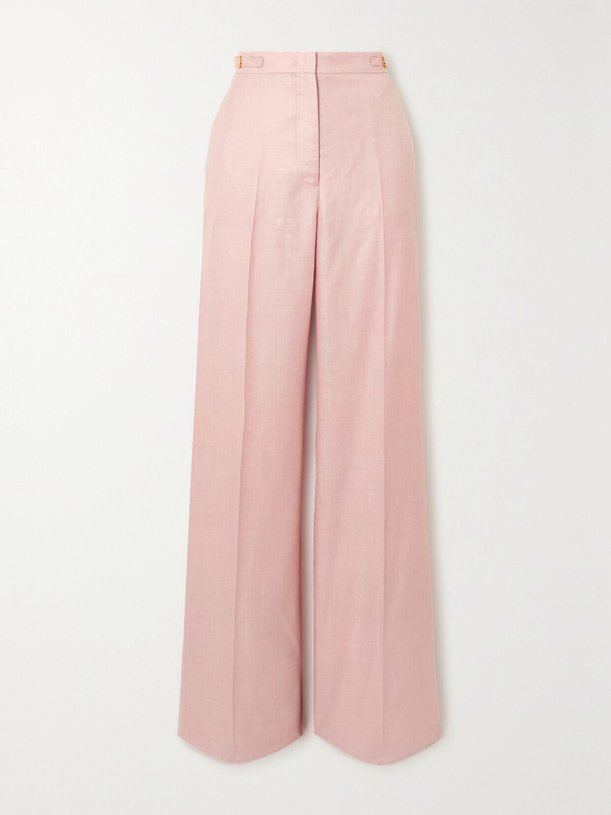 Gabriela Hearst Vesta Wool, Silk And Linen-blend Straight-leg Pants In Pink