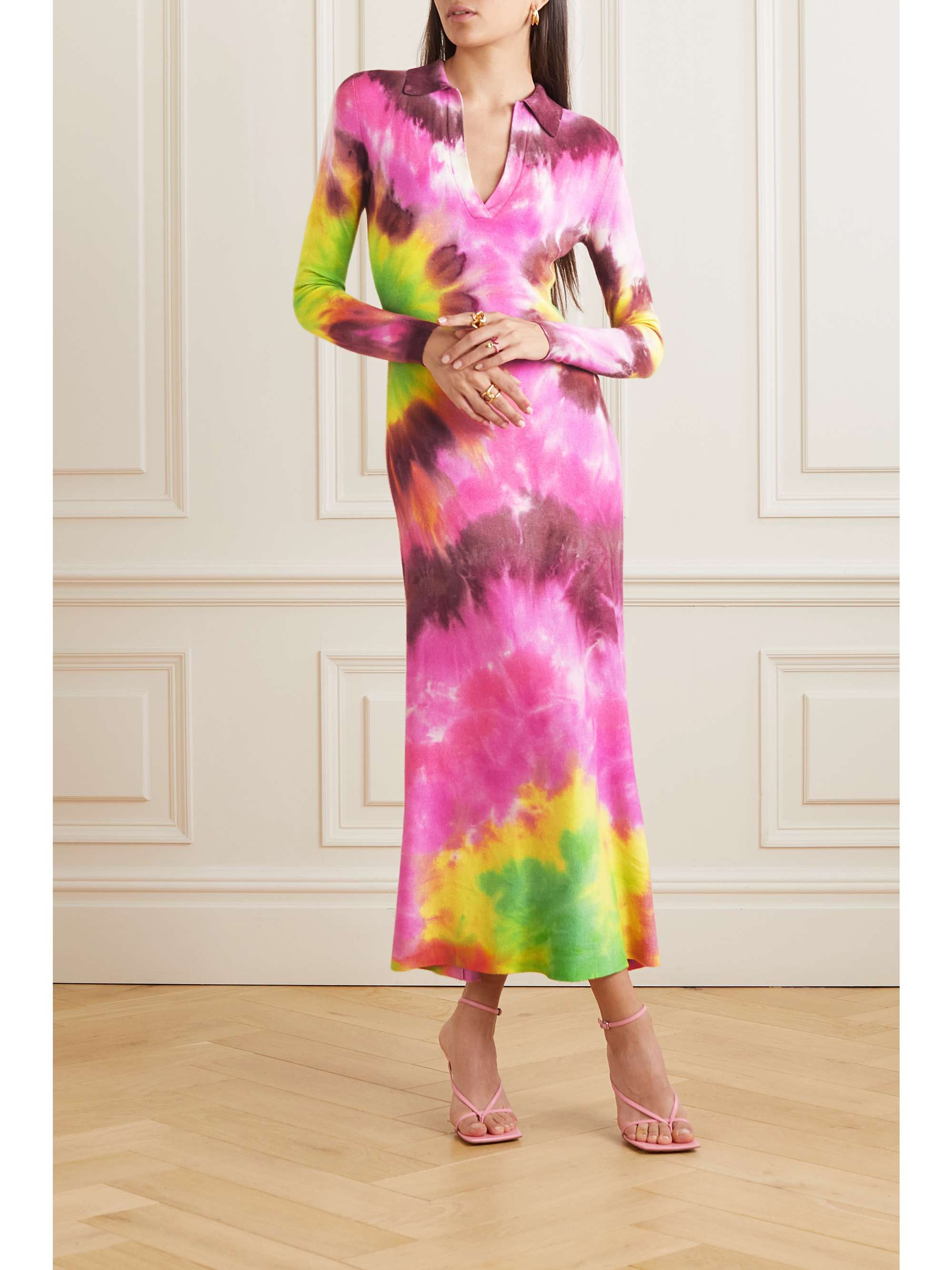 GABRIELA HEARST Beryl tie-dyed cashmere and silk-blend midi dress | NET ...