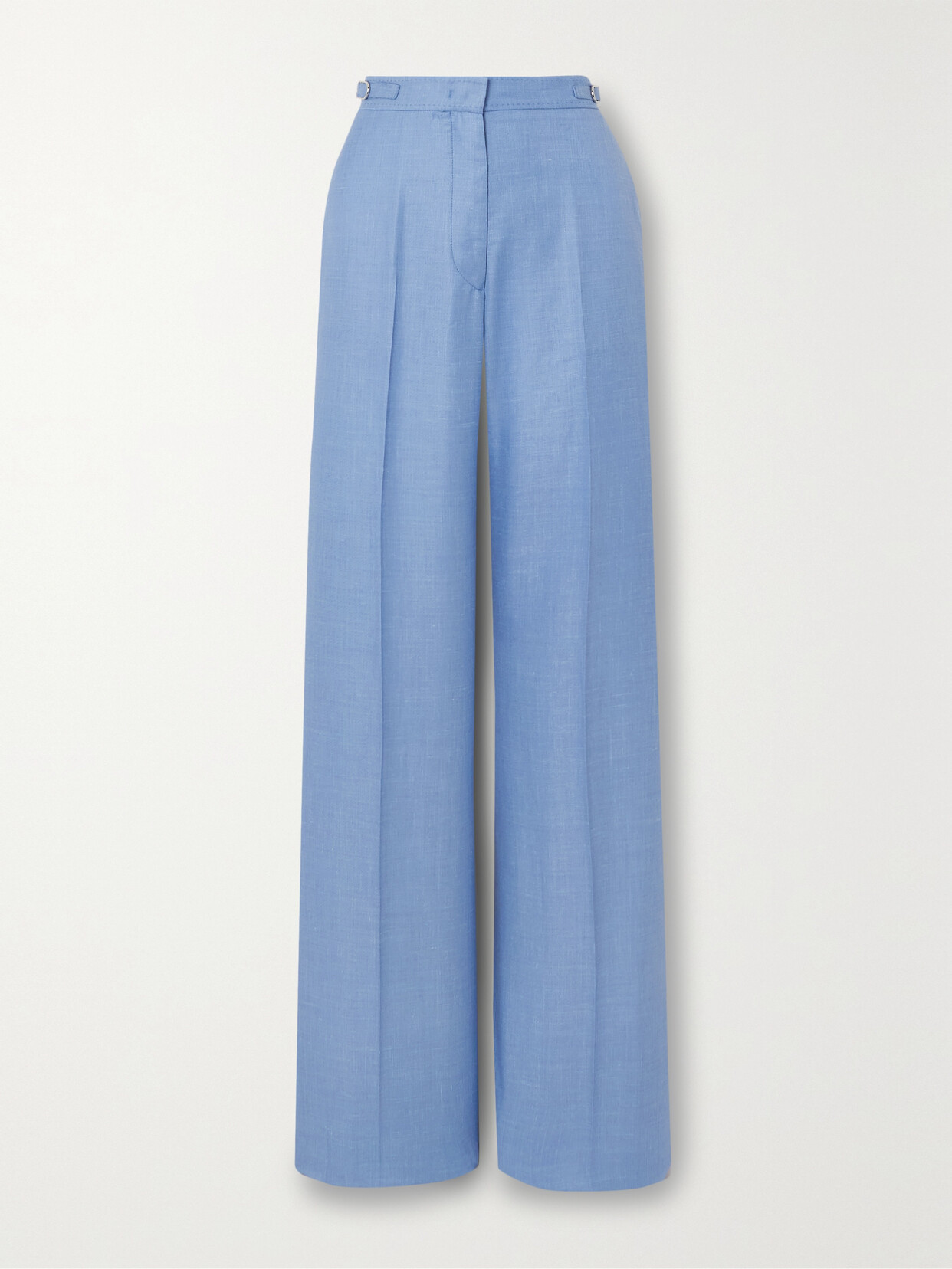 Gabriela Hearst Vesta Wool, Silk And Linen-blend Straight-leg Pants In Blue