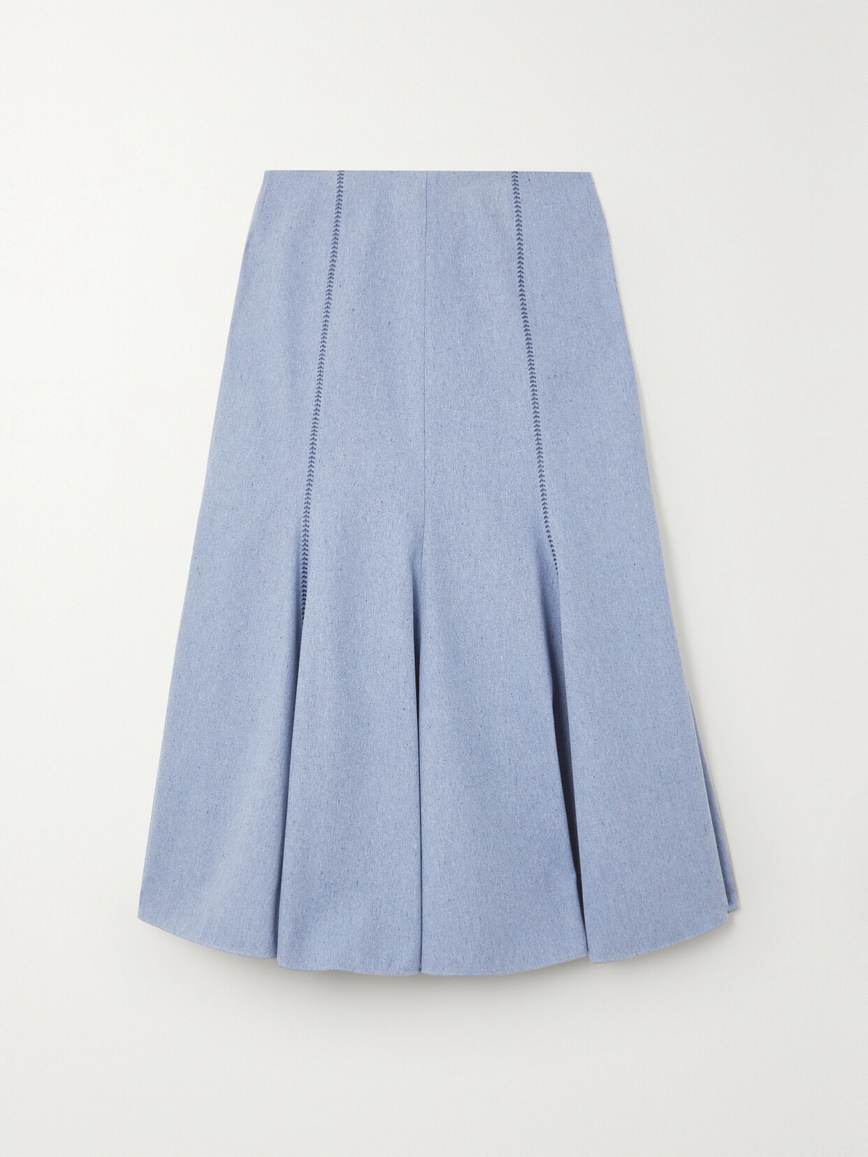 Gabriela Hearst - Amy Paneled Embroidered Denim Midi Skirt - Blue