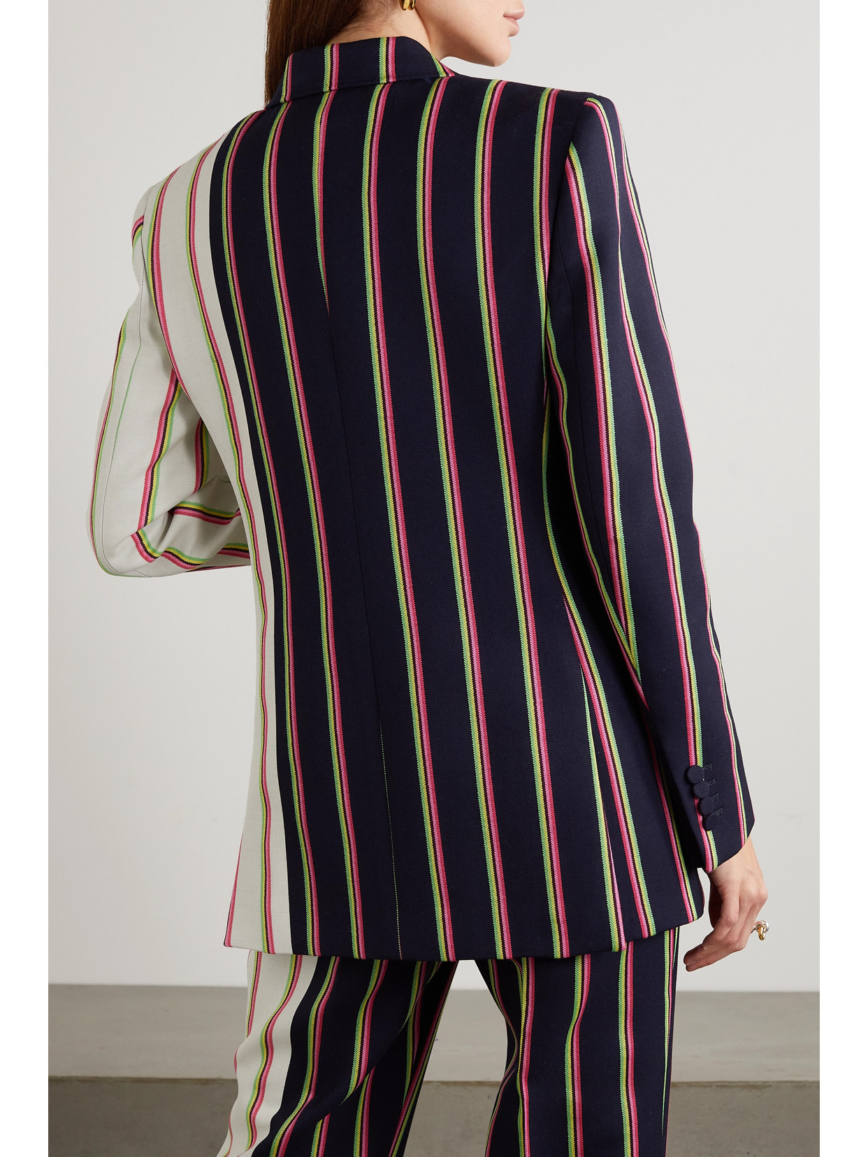 Gabriela Hearst Mccoi Double-breasted Striped Wool And Silk-blend Twill Blazer In Blue