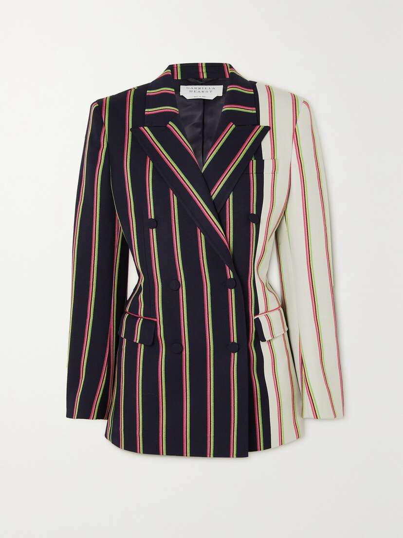 Gabriela Hearst Mccoi Double-breasted Striped Wool And Silk-blend Twill Blazer