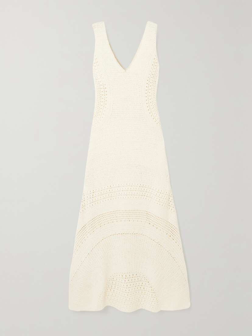 Gabriela Hearst Ocon Crocheted Wool And Cashmere-blend Midi Dress