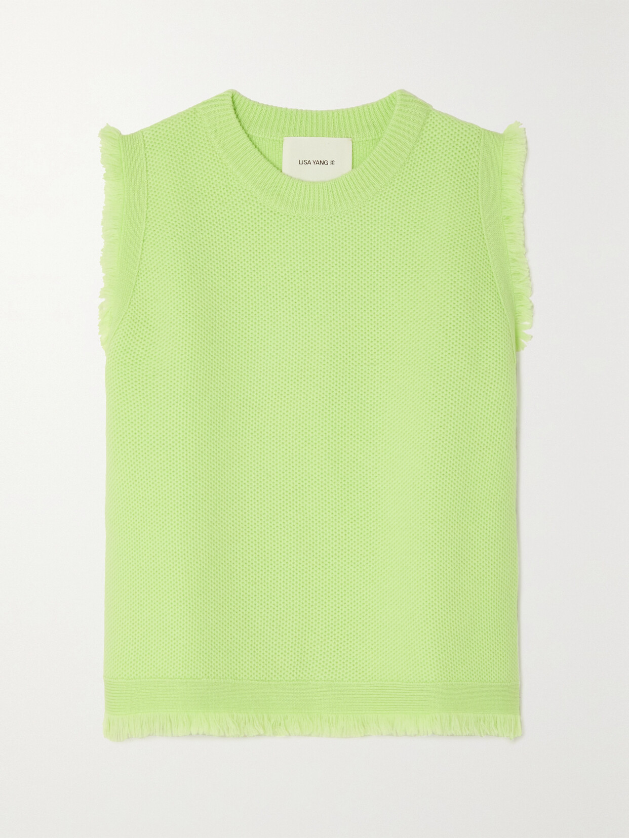 Lisa Yang - Mathilde Frayed Cashmere Top - Green