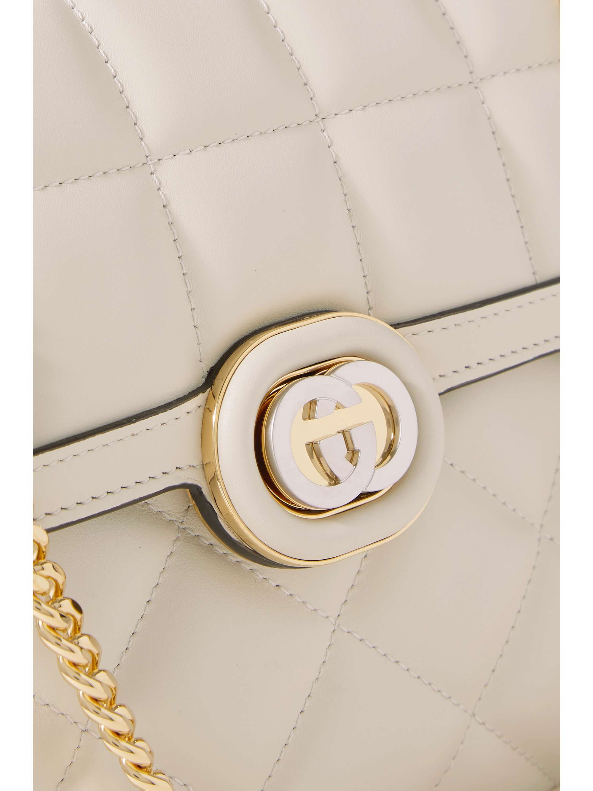 GUCCI Deco 带缀饰绗缝皮革小号单肩包