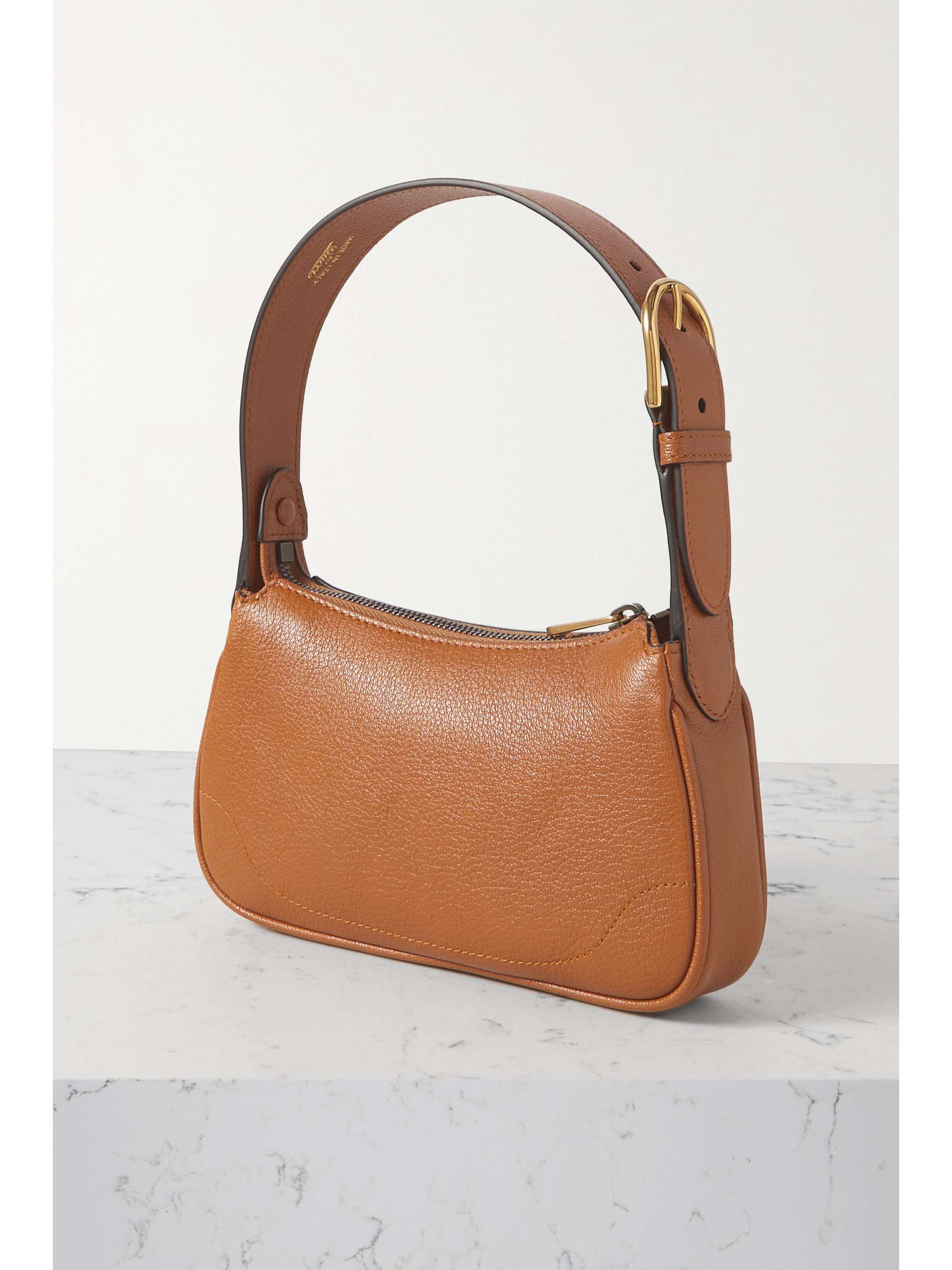 GUCCI Aphrodite embellished textured-leather shoulder bag
