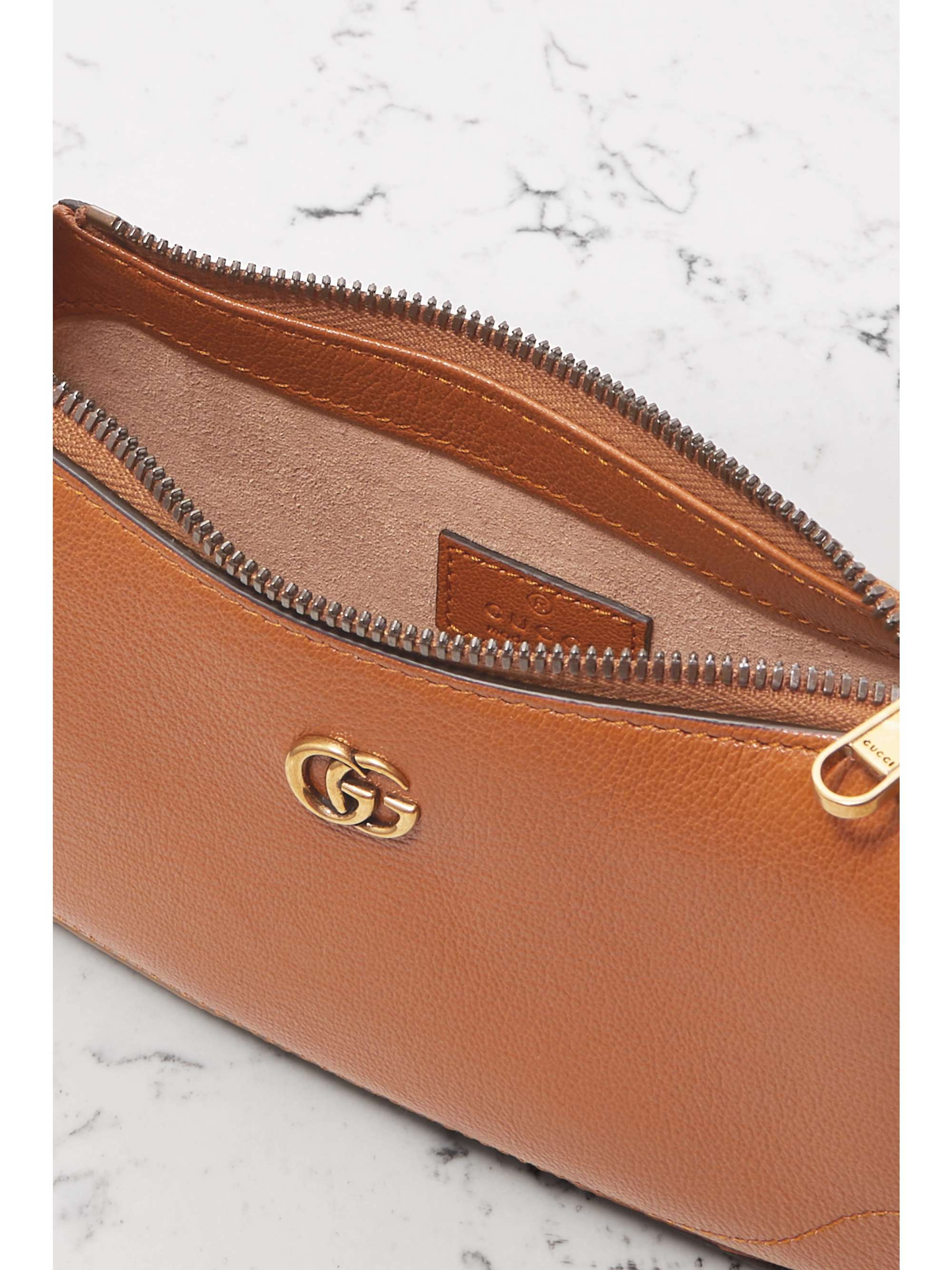 GUCCI Aphrodite embellished textured-leather shoulder bag