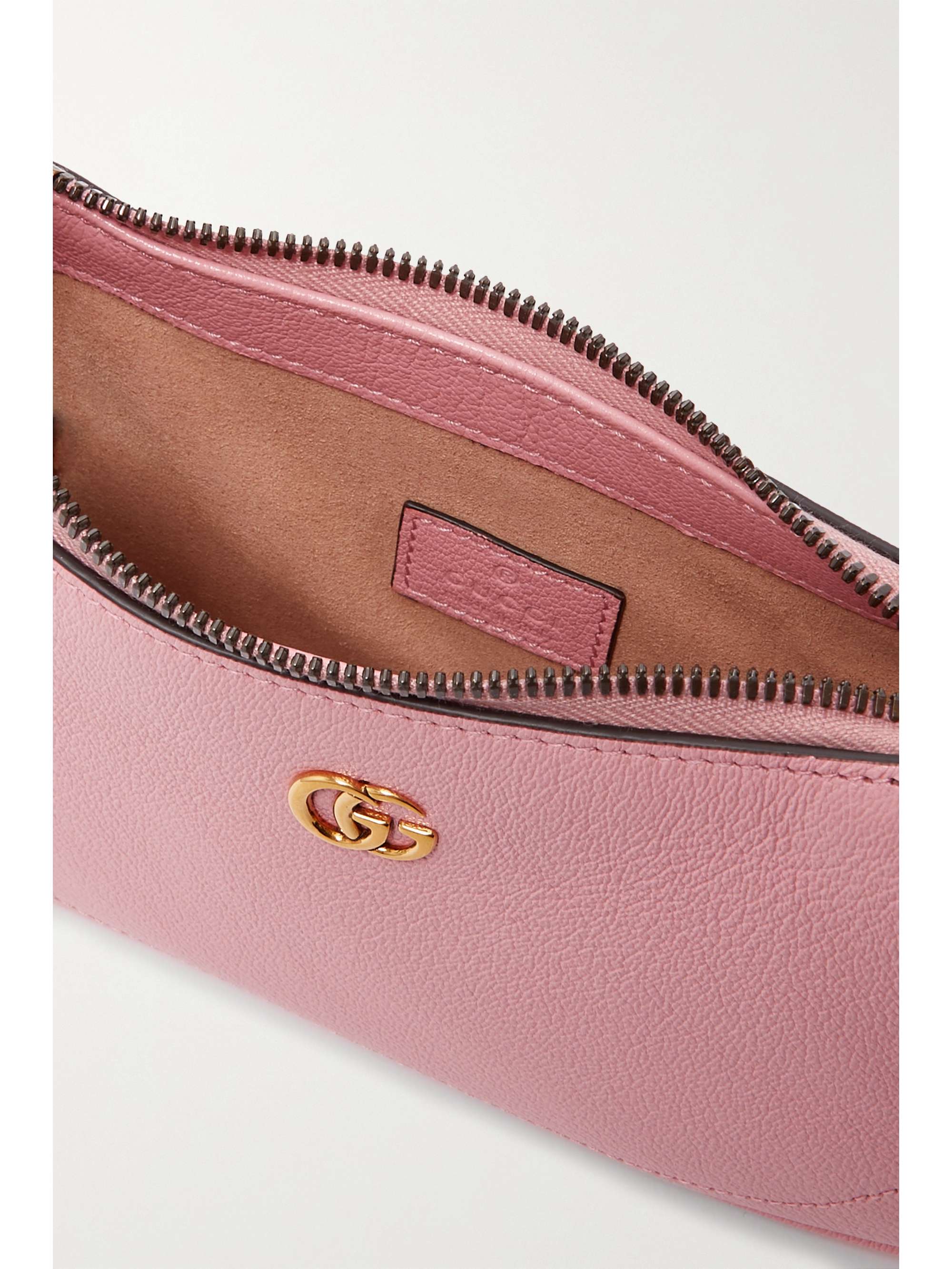 GUCCI Aphrodite embellished textured-leather shoulder bag