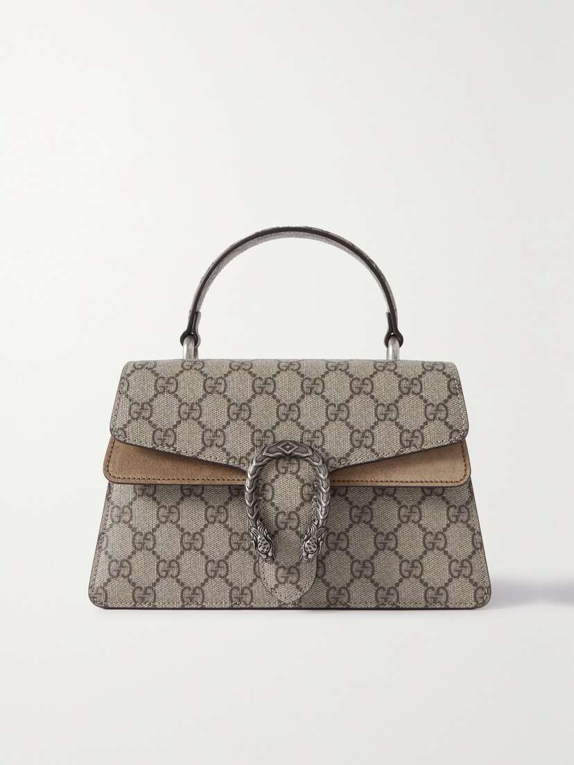 Gucci Dionysus Embellished Suede-trimmed Printed Coated-canvas Shoulder Bag