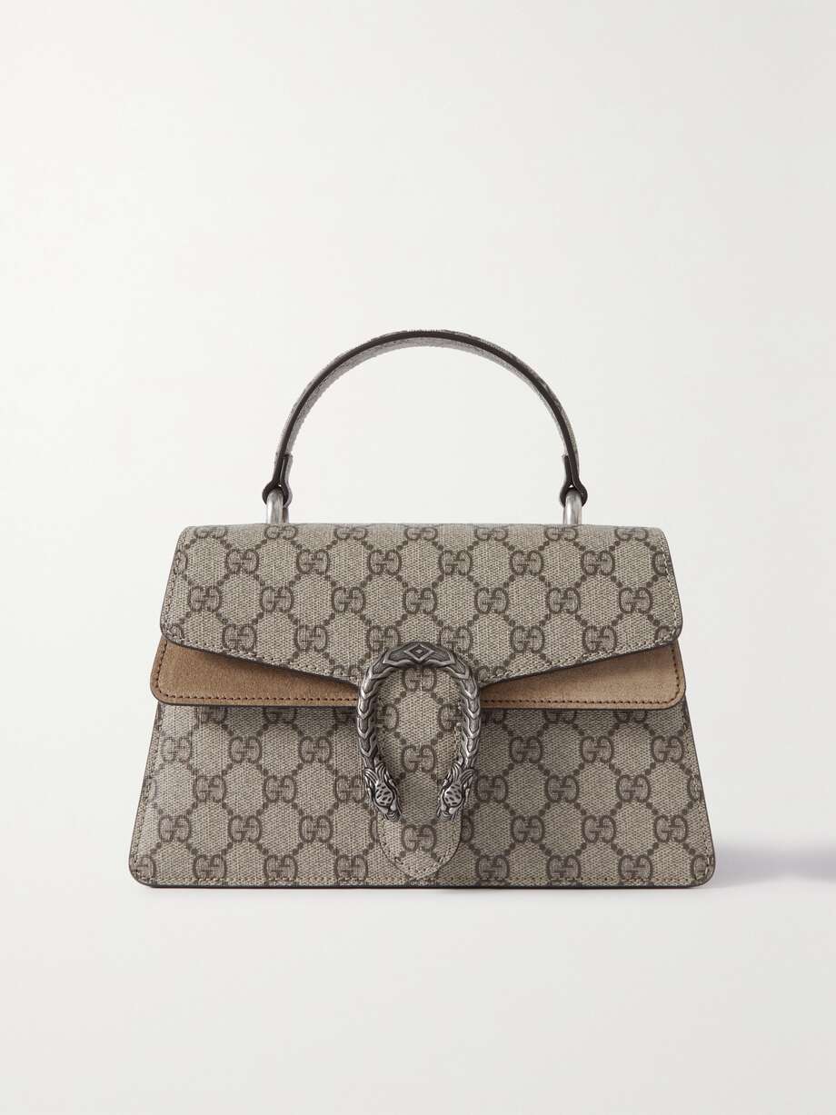 net-a-porter.com | Dionysus embellished suede-trimmed printed coated-canvas shoulder bag