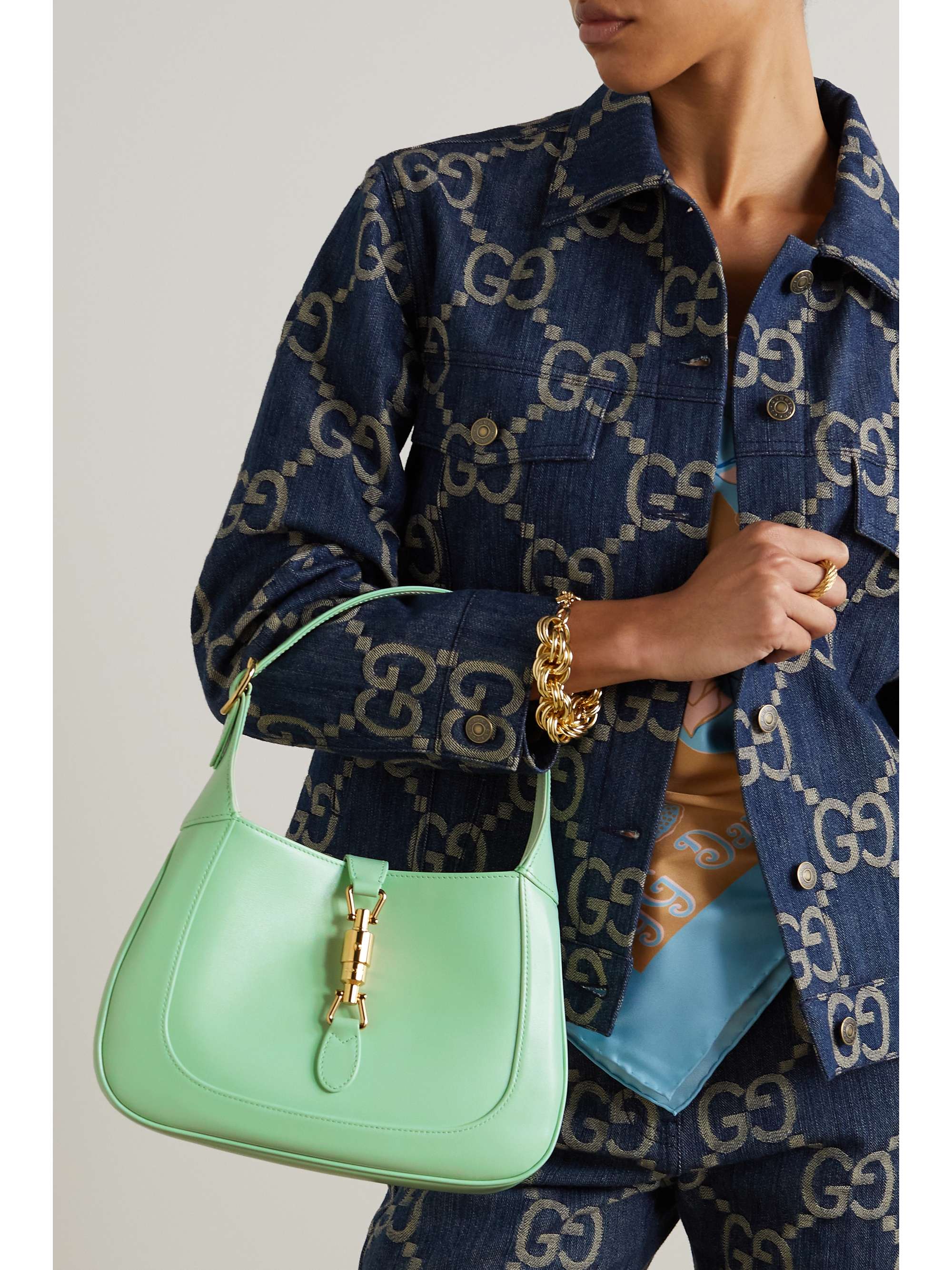 Jackie 1961 Small Leather Shoulder Bag in Green - Gucci