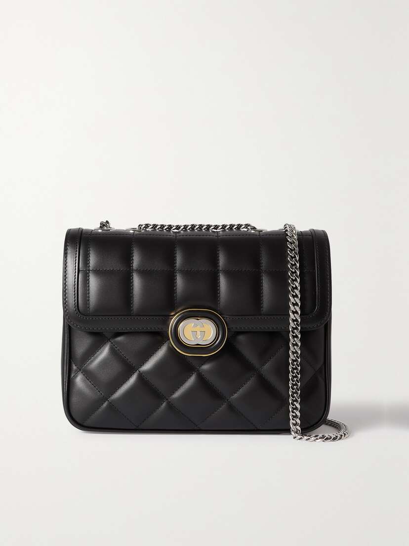 Gucci Deco Logo-embellished Quilted Leather Shoulder Bag