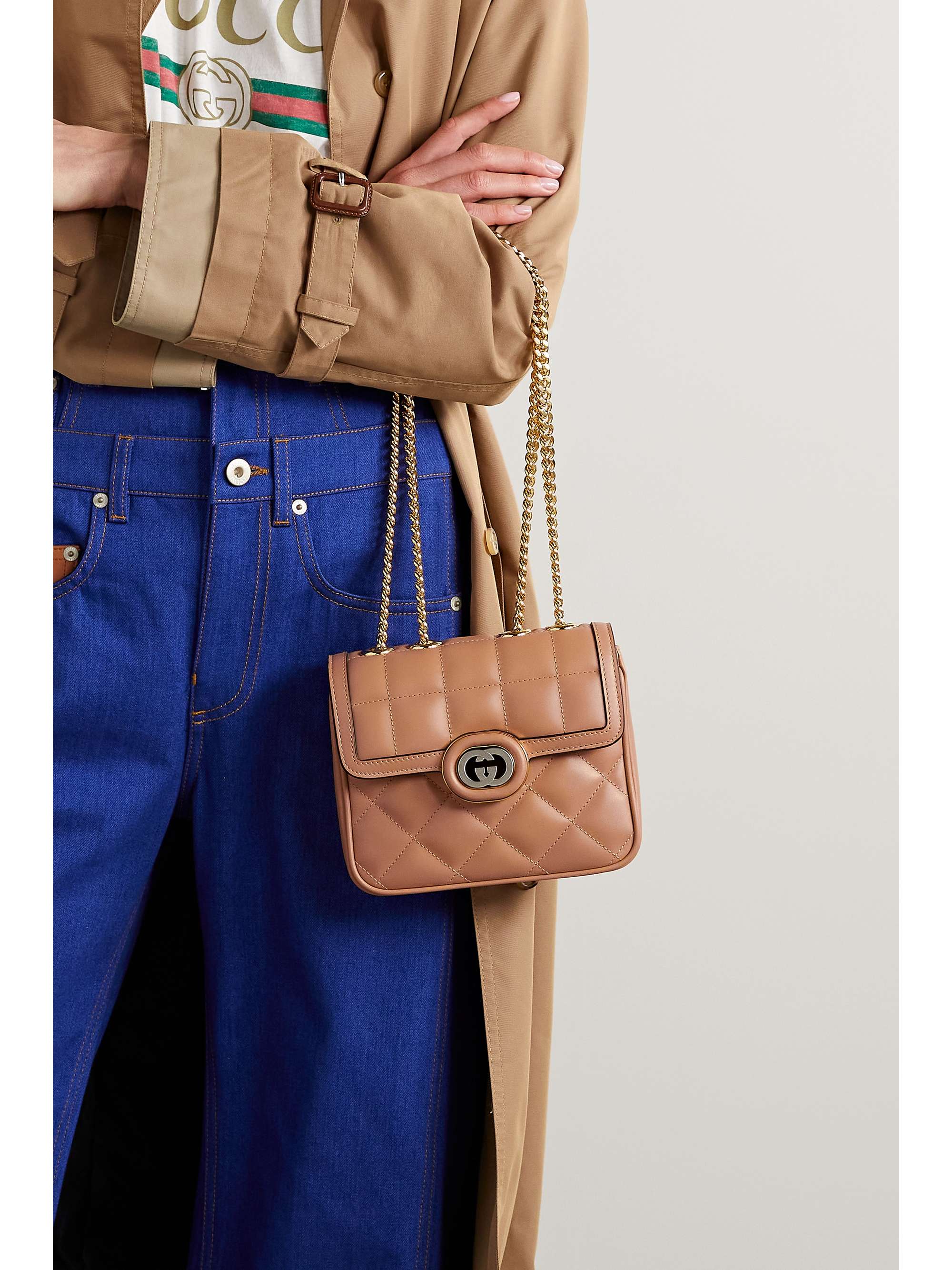 GUCCI Deco small embellished quilted leather shoulder bag NETAPORTER